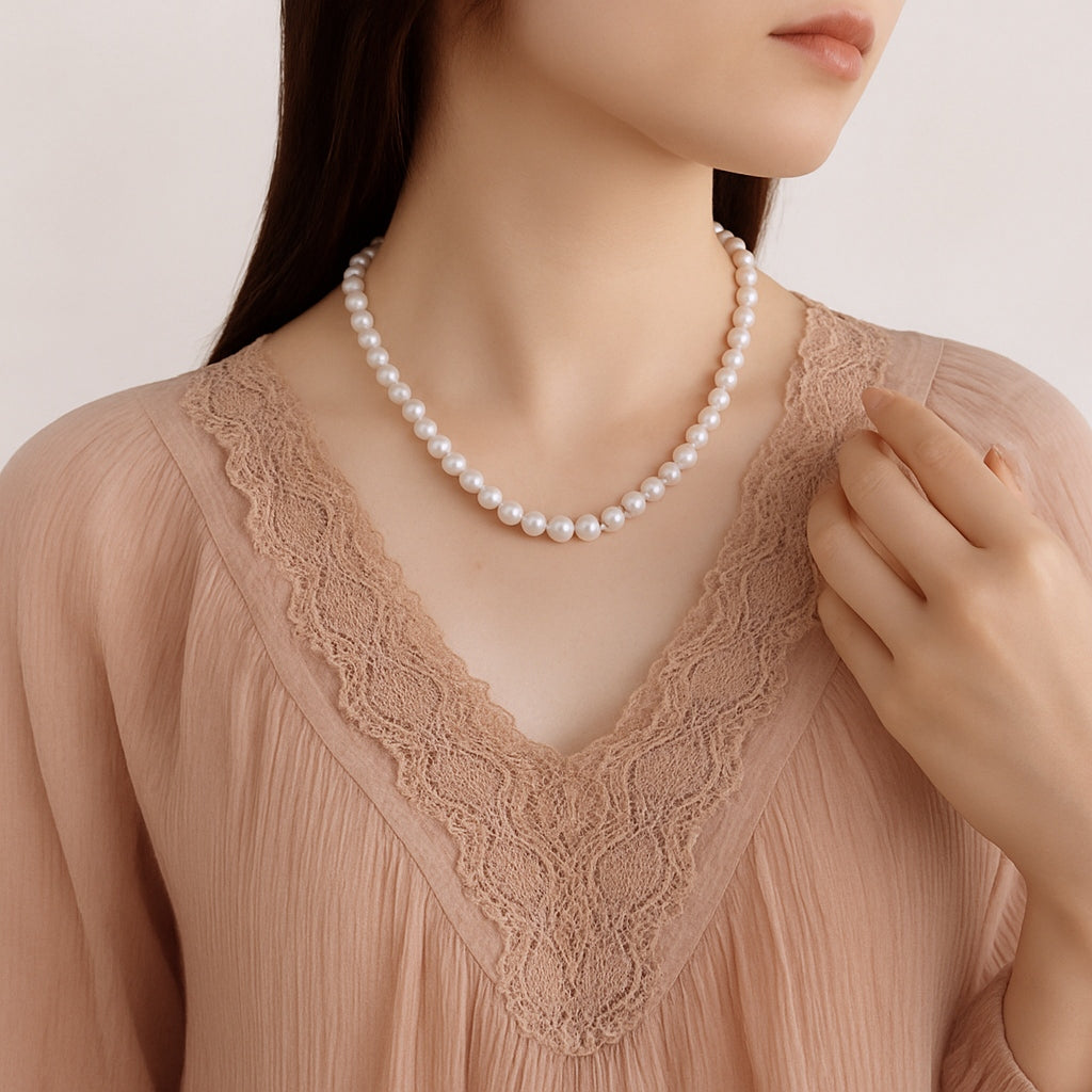 Akoya Baroque Pearl Necklace 7.5-8.0mm SV925 GP