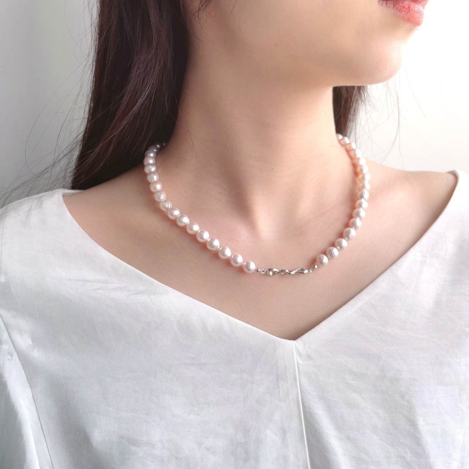 Akoya Baroque Pearl Necklace 7.5-8.0mm SV925
