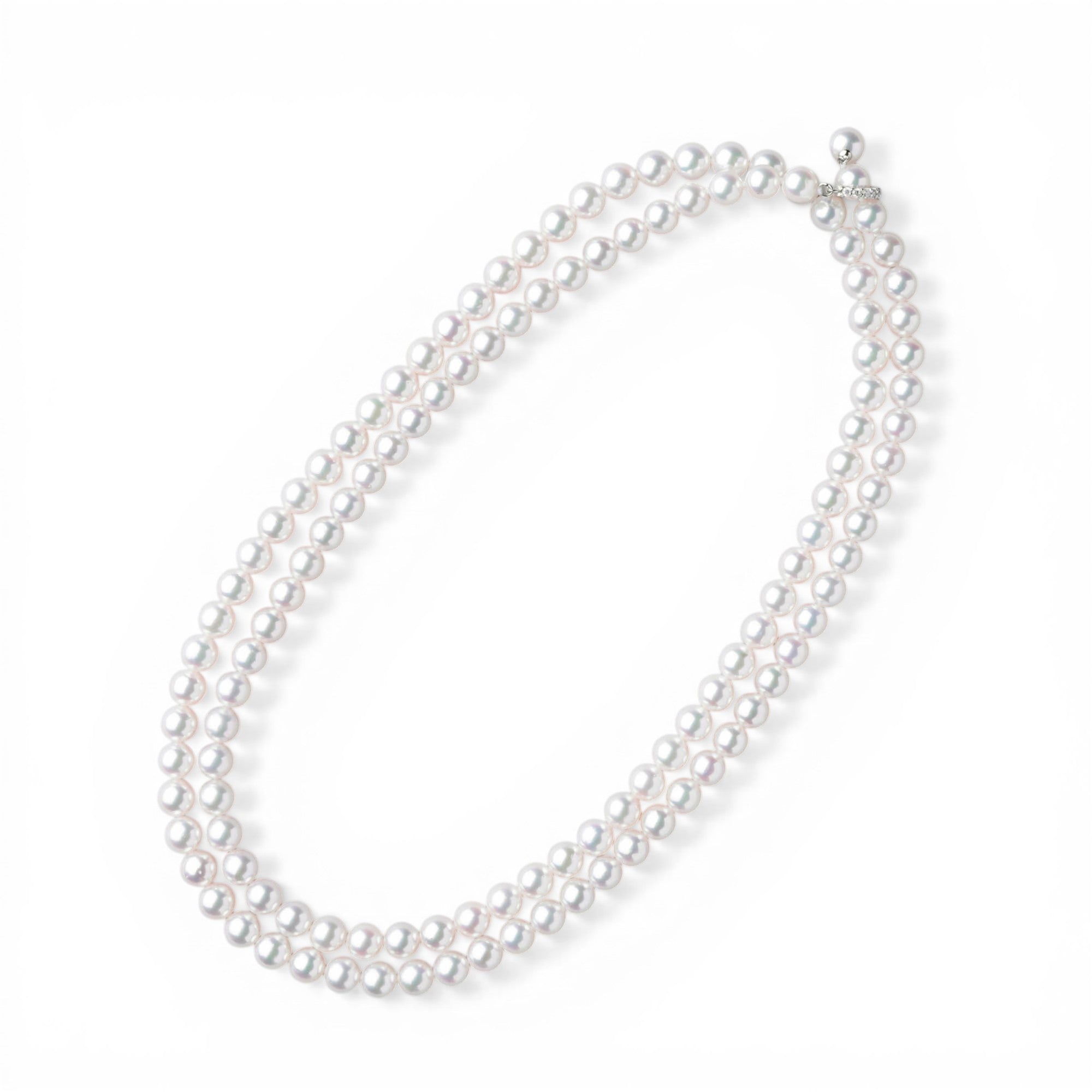 Akoya Pearl Long Necklace 6.5-7.0mm 80cm Diamond Clicker Clasp