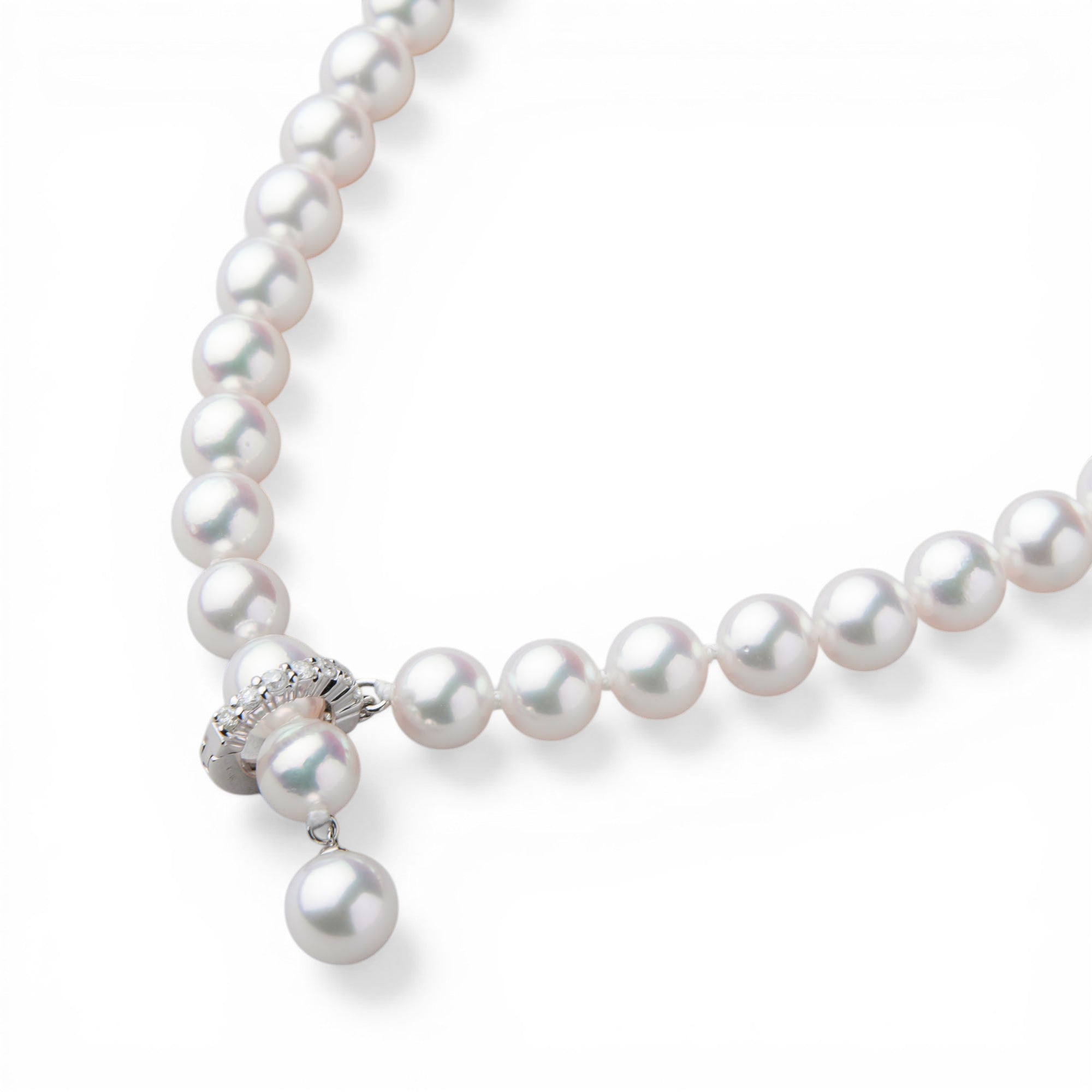 Akoya Pearl Long Necklace 6.5-7.0mm 80cm Diamond Clicker Clasp