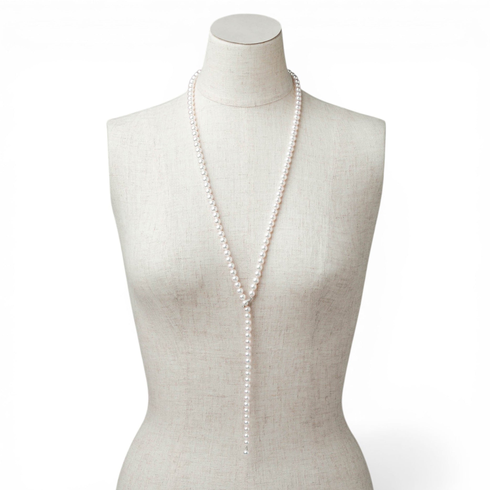 Akoya Pearl Long Necklace 6.5-7.0mm 80cm Diamond Clicker Clasp