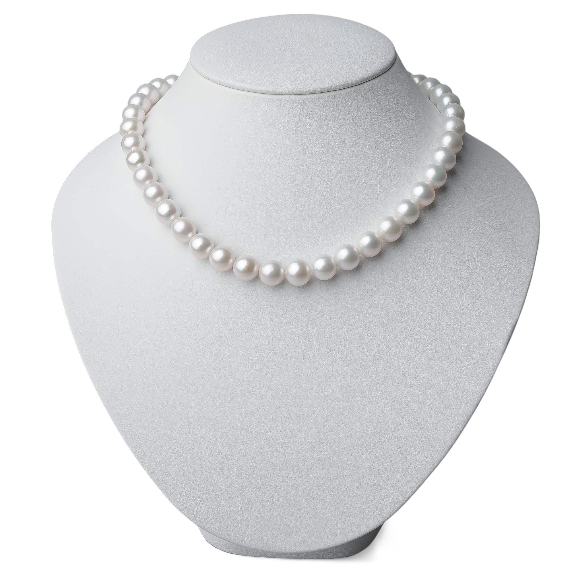LUXE Freshwater Pearl (Nucleated) Necklace 9–10mm Round, Premium Grade