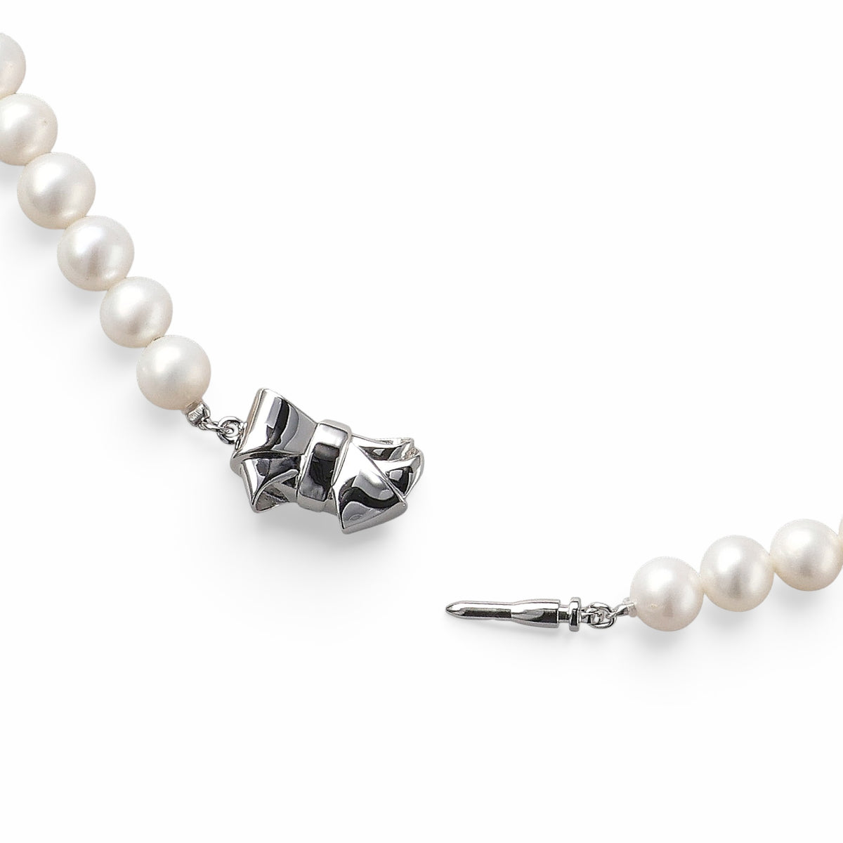 Freshwater Pearl Necklace 6.5-7.5mm Ribbon Clasp