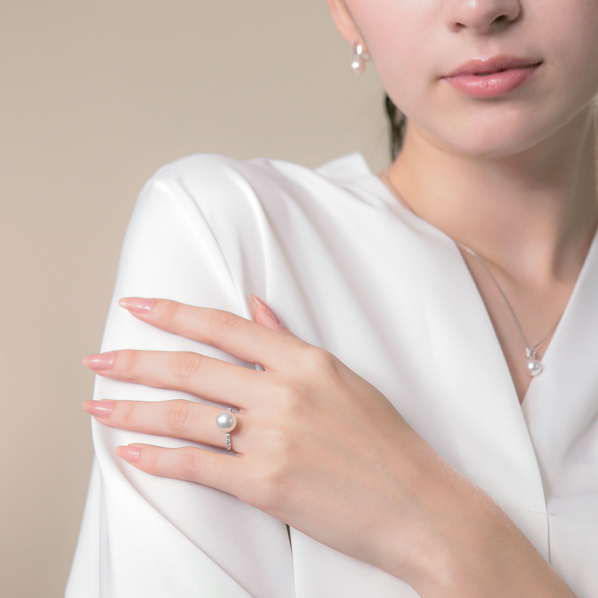 極光花珠阿古屋珍珠 戒指 9.0–9.5 mm PT900 -Premium-