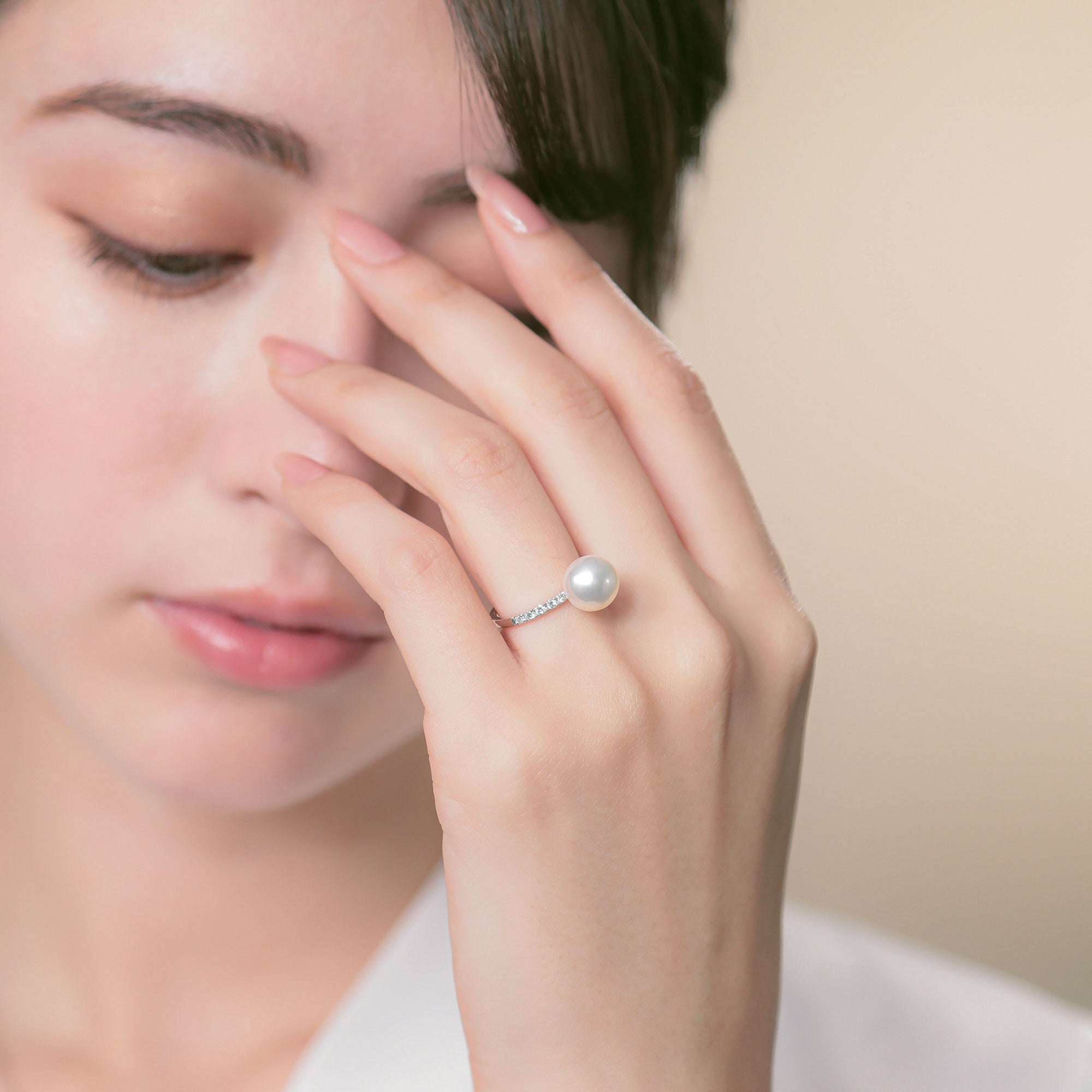 極光花珠阿古屋珍珠 戒指 9.0–9.5 mm PT900 -Premium-