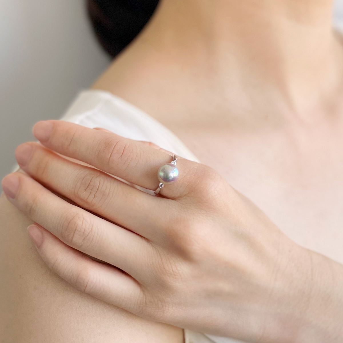 Aurora HANADAMA Akoya Pearl Ring 9.0–9.5 mm PT900 -Premium-