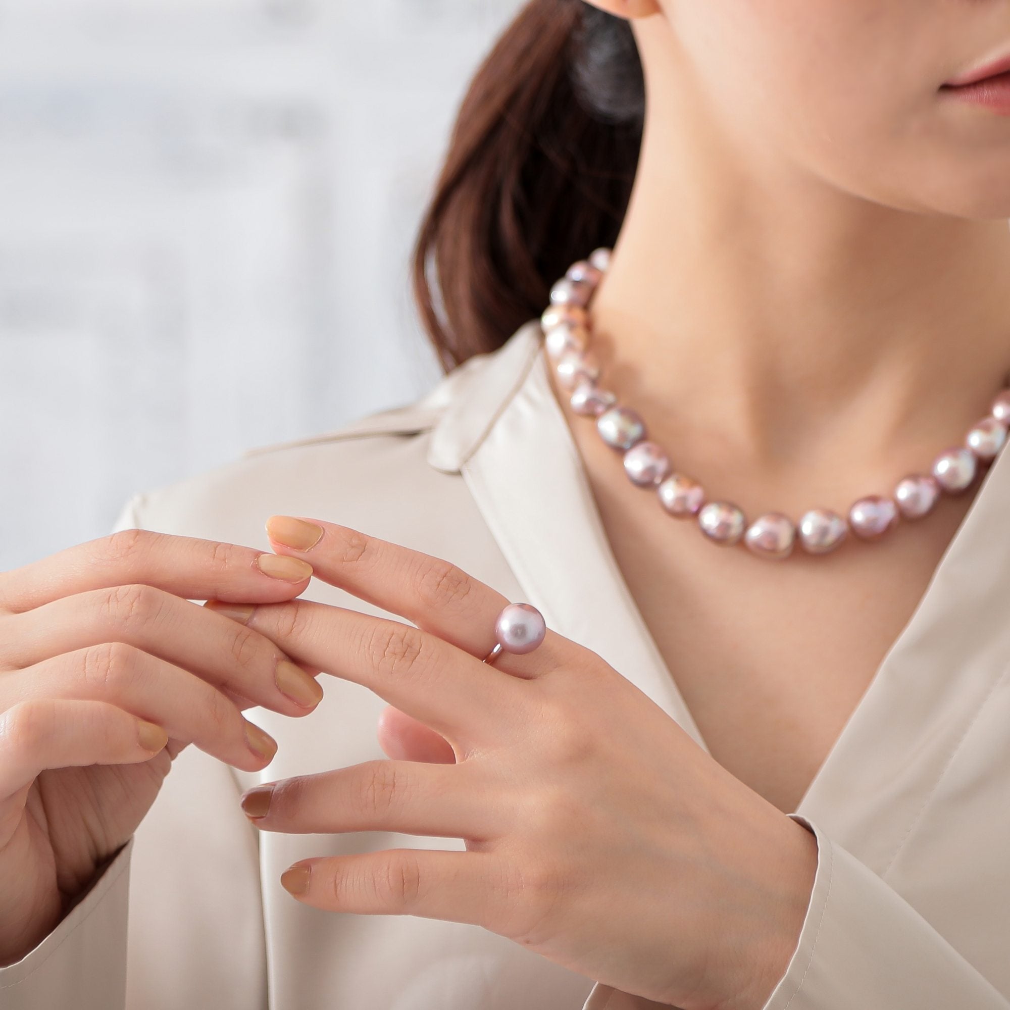 Mauvette Freshwater Pearl Ring 12mmUP K18PG