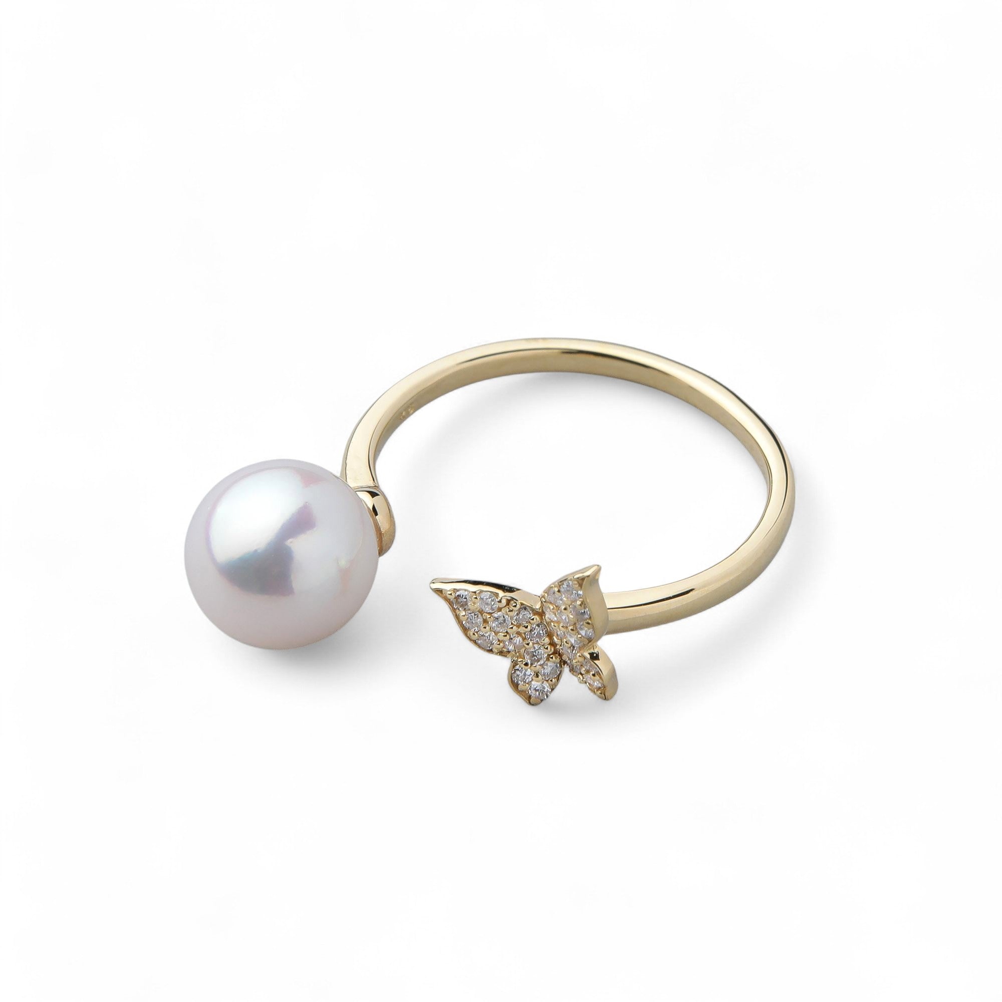 petit amie Akoya Pearl Butterfly Ring 7.5–8.0 mm K18YG