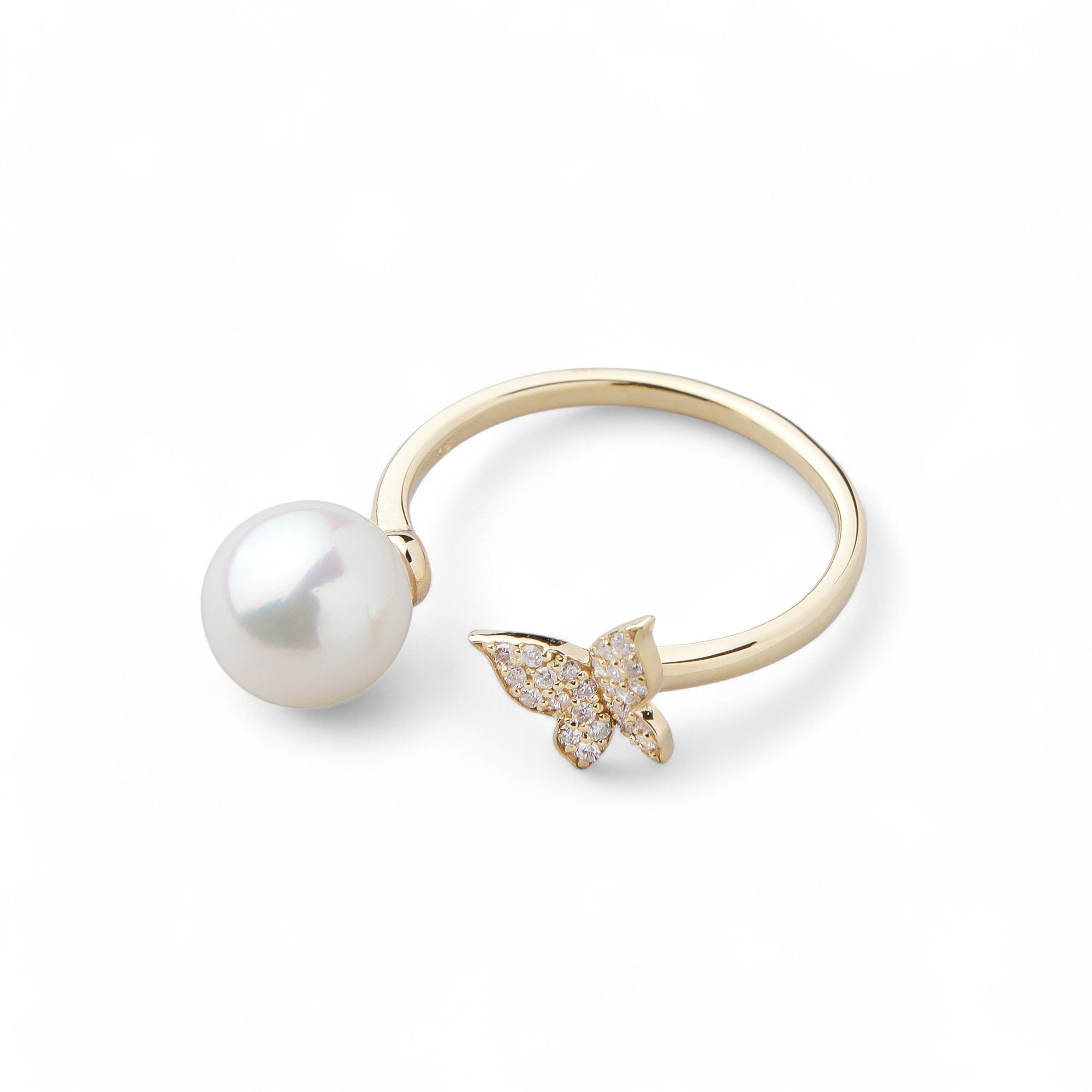 petit amie Akoya Pearl Butterfly Ring 7.5–8.0 mm K18YG