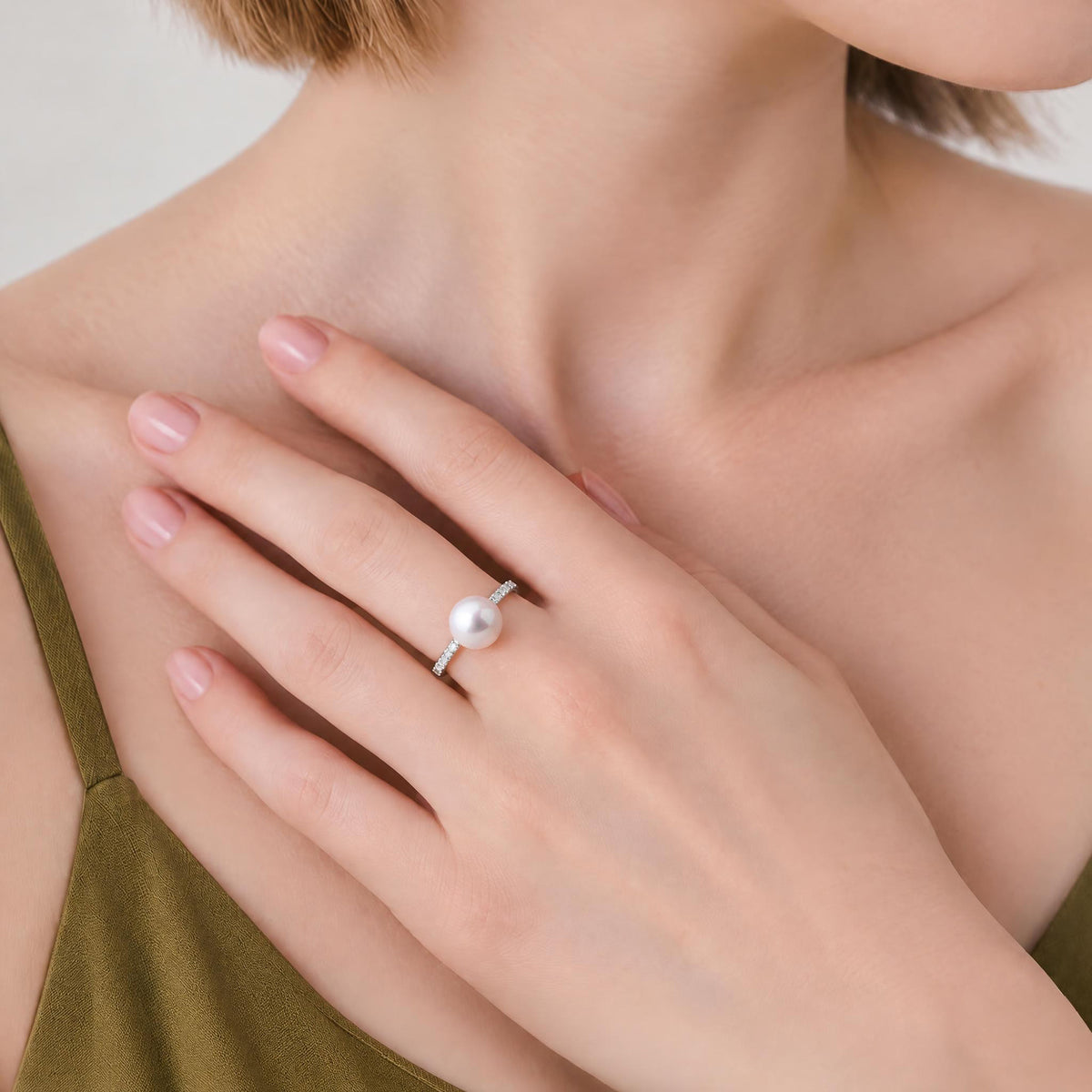 極光花珠阿古屋珍珠 戒指 8.0–8.5 mm PT900 -Premium-