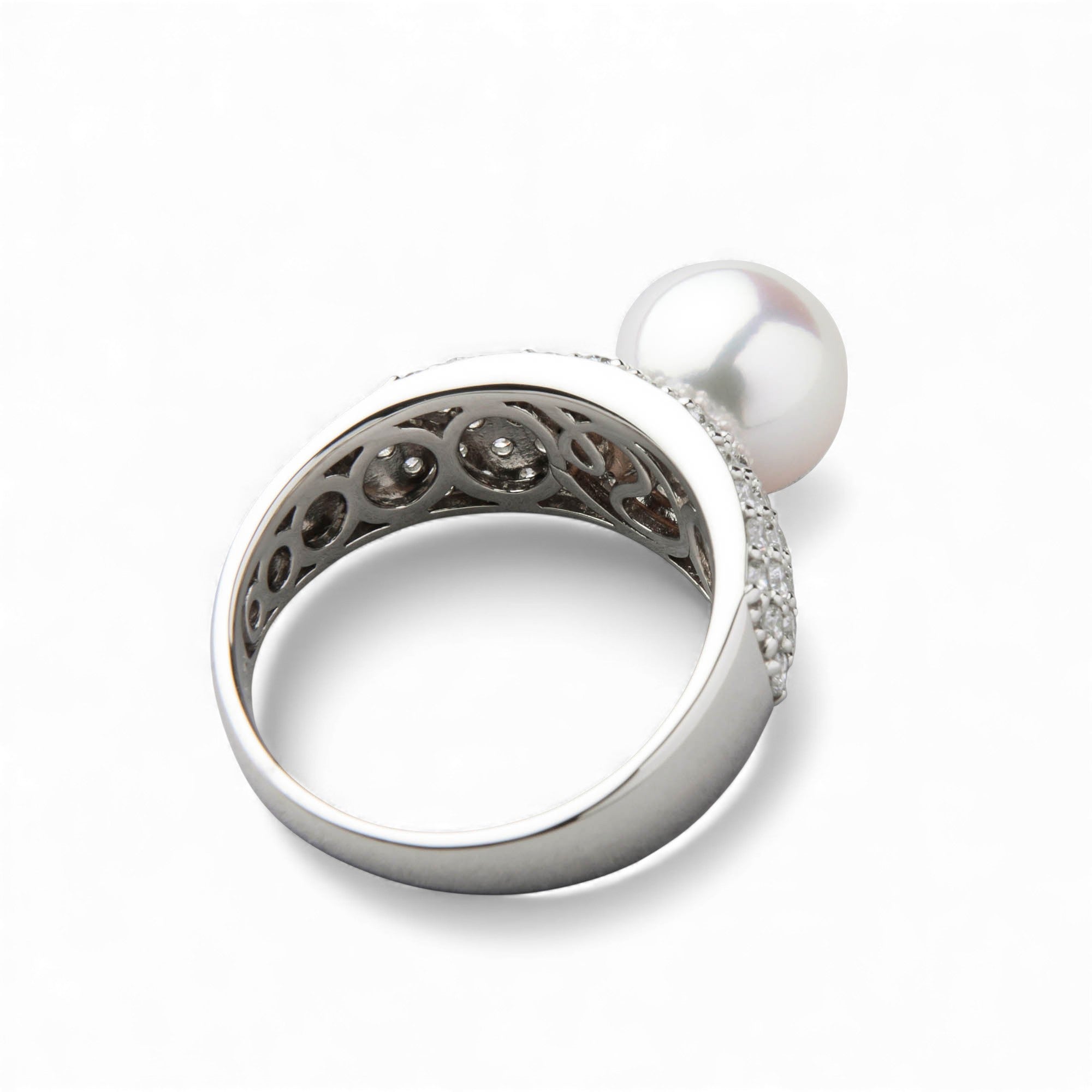 极光花玉珍珠钻石密镶戒指 8.5–9.0mm PT900 -顶级品质-