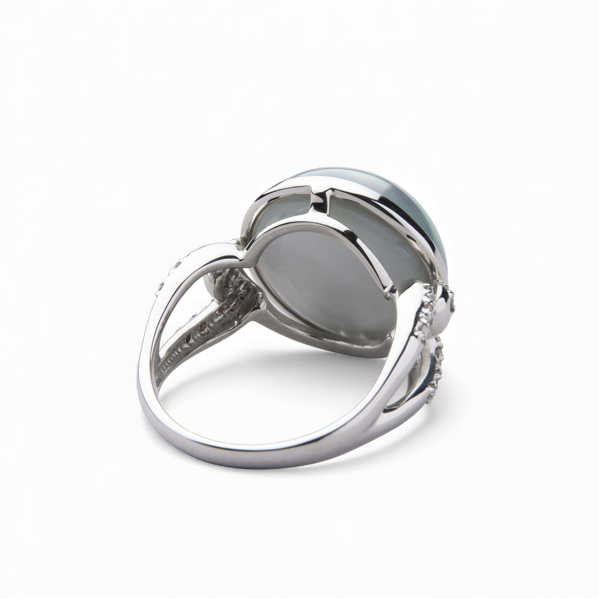 Mabe 珍珠戒指 14mmUP K18WG 極光紫