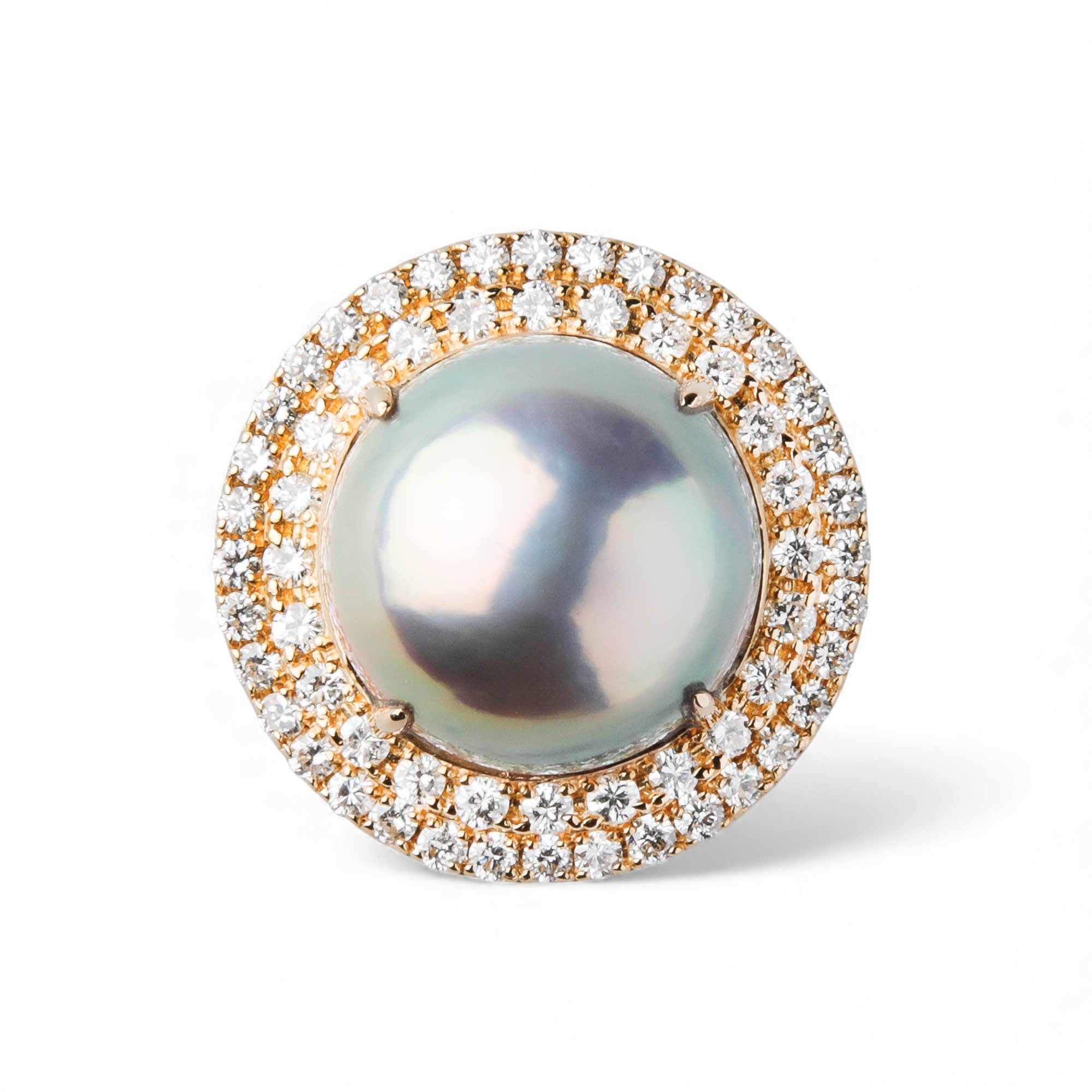 Mabe 珍珠戒指 12mmUP K18YG 極光綠