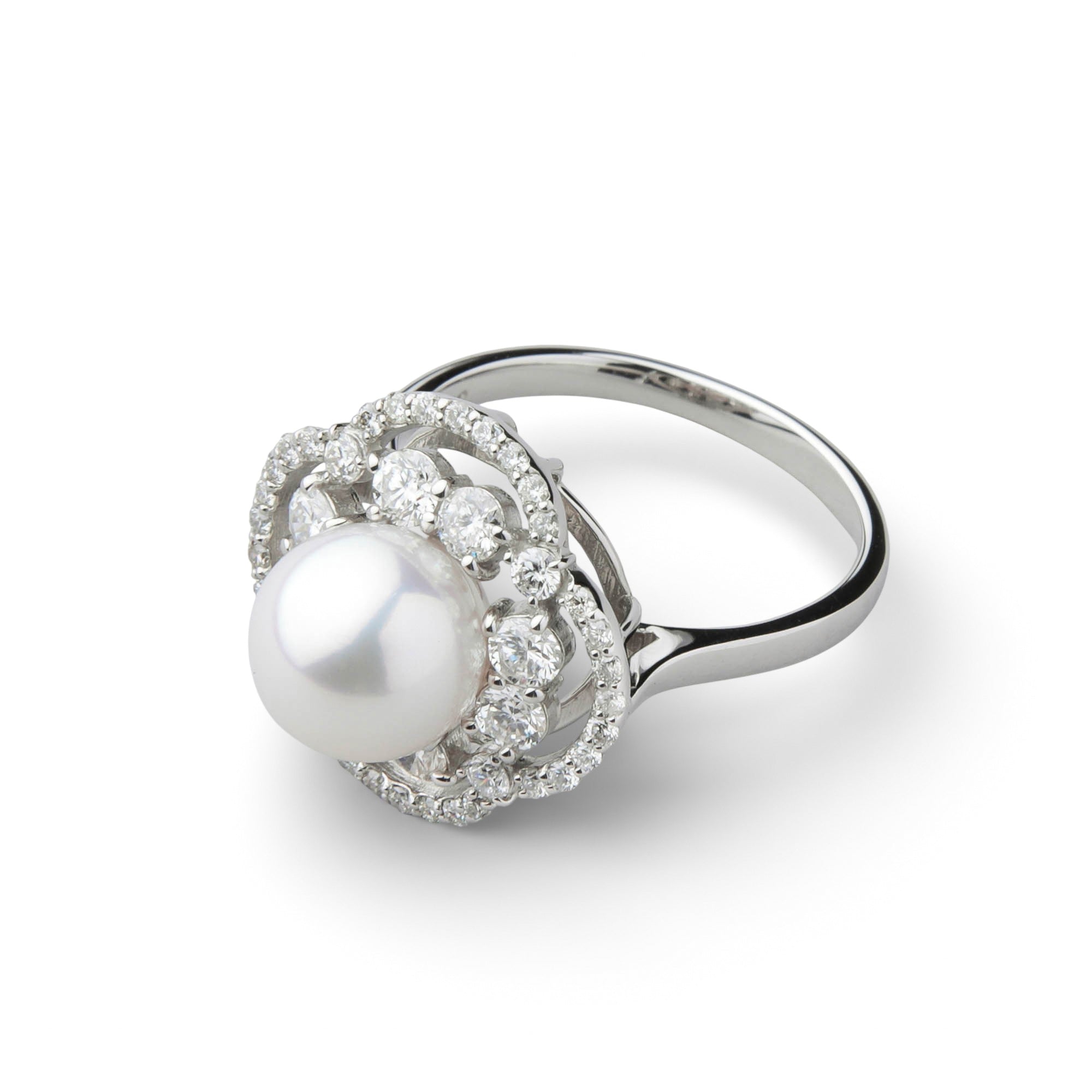 Aurora HANADAMA Akoya珍珠鑽石戒指 8.0–8.5mm PT900 -頂級品質-