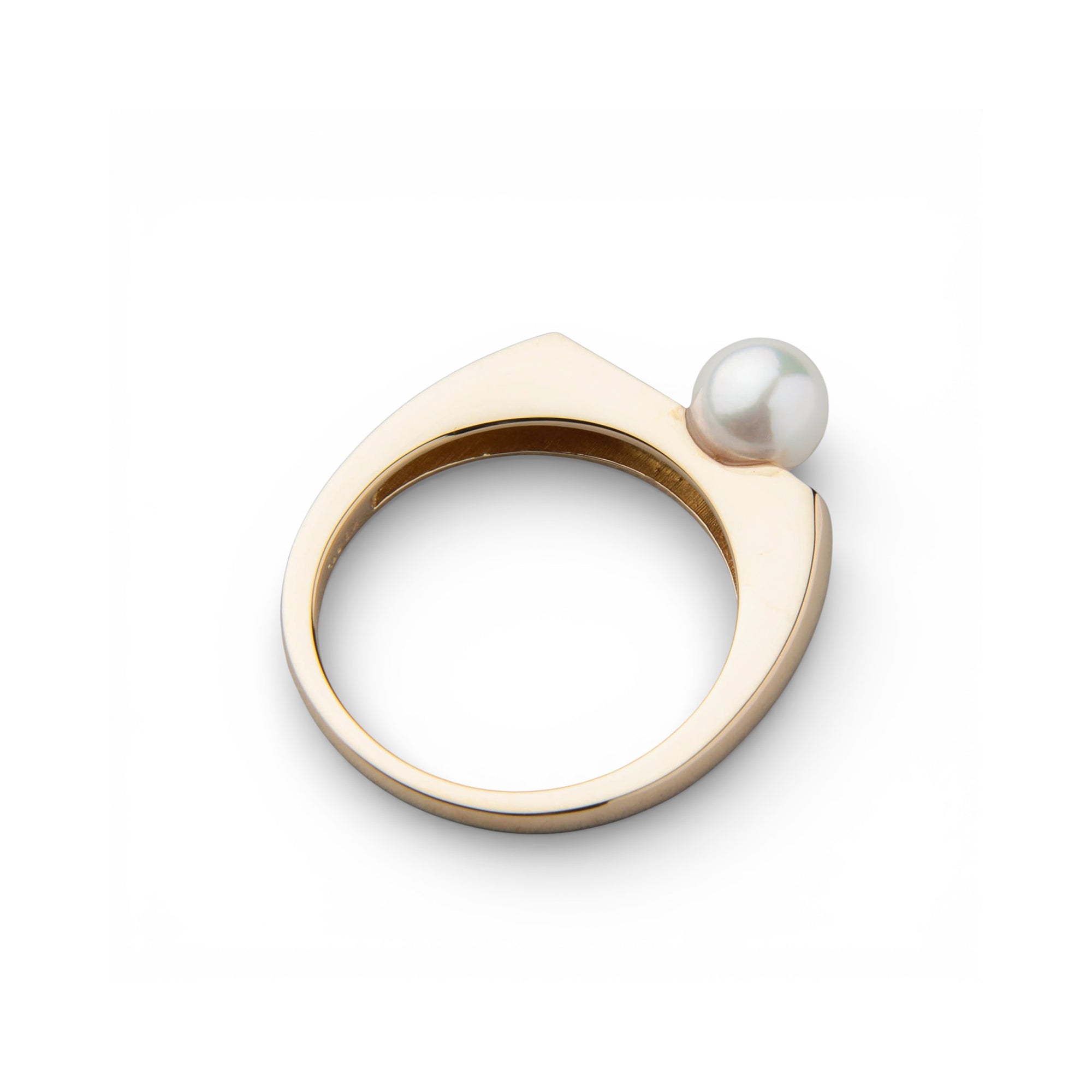 Carina Akoya Pearl Signet Ring 5.5-6.0mm K18YG Diamond