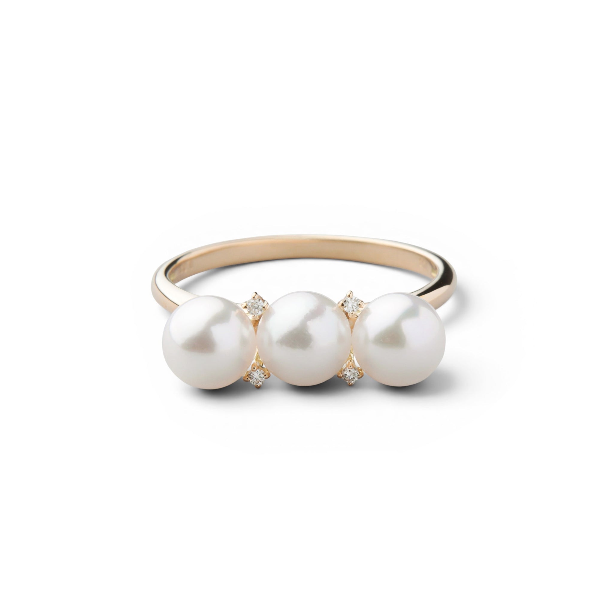 Carina Akoya Pearl 3-Stone Ring 5.5-6.0mm K18YG