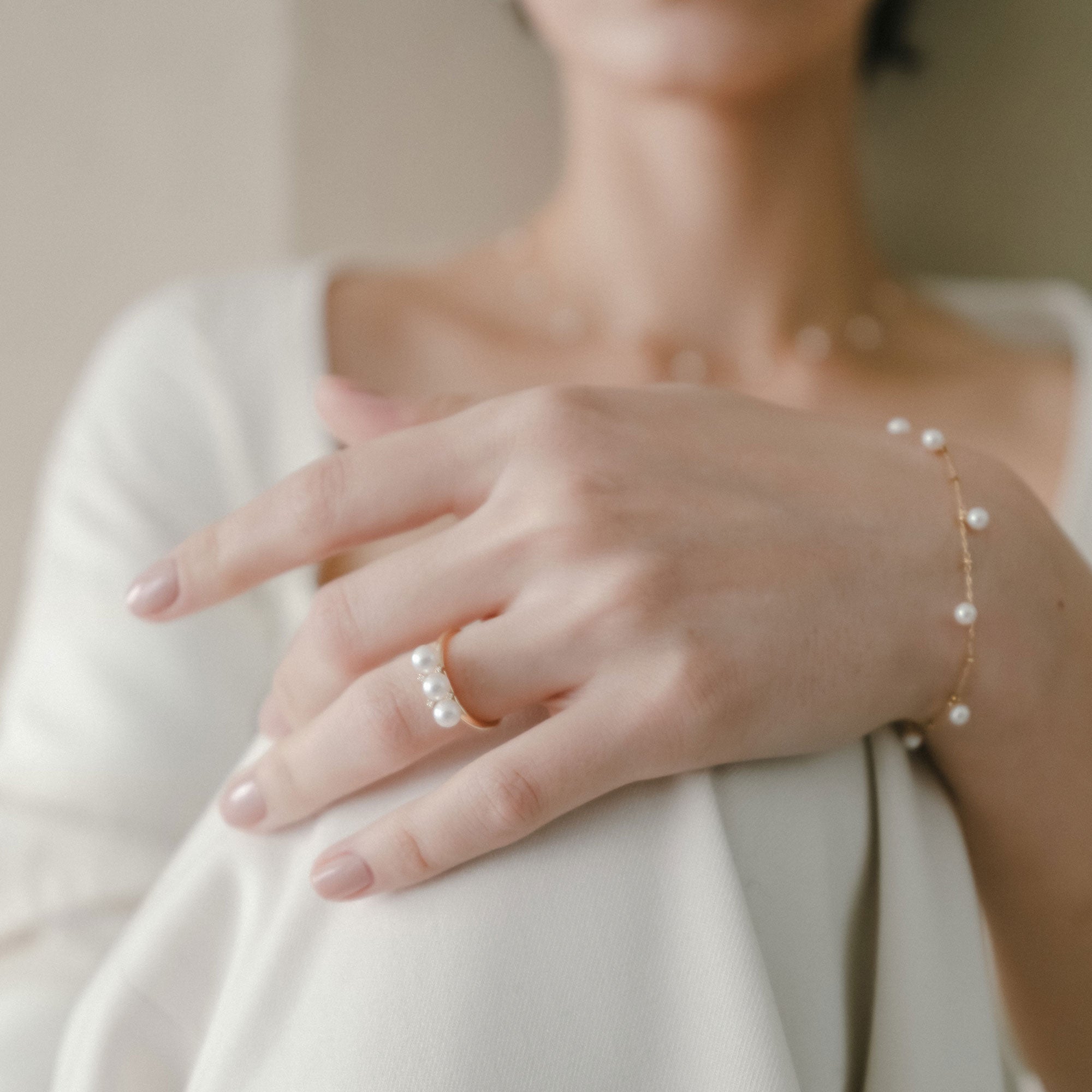Carina Akoya Pearl 3-Pearl Ring 4.5-5.0mm K18YG
