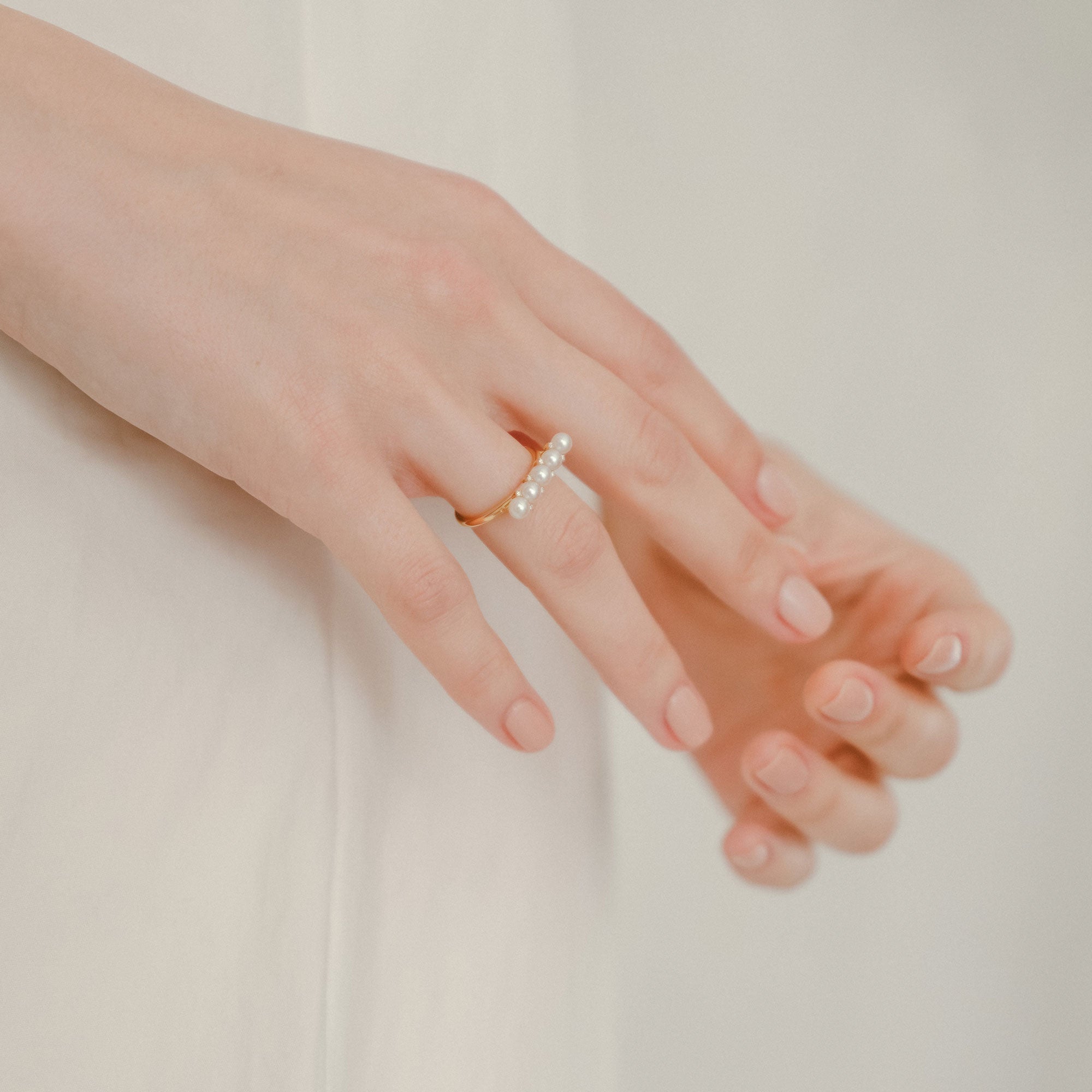 Carina Akoya Pearl 5-Pearl Ring 3.5-4.0mm K18YG