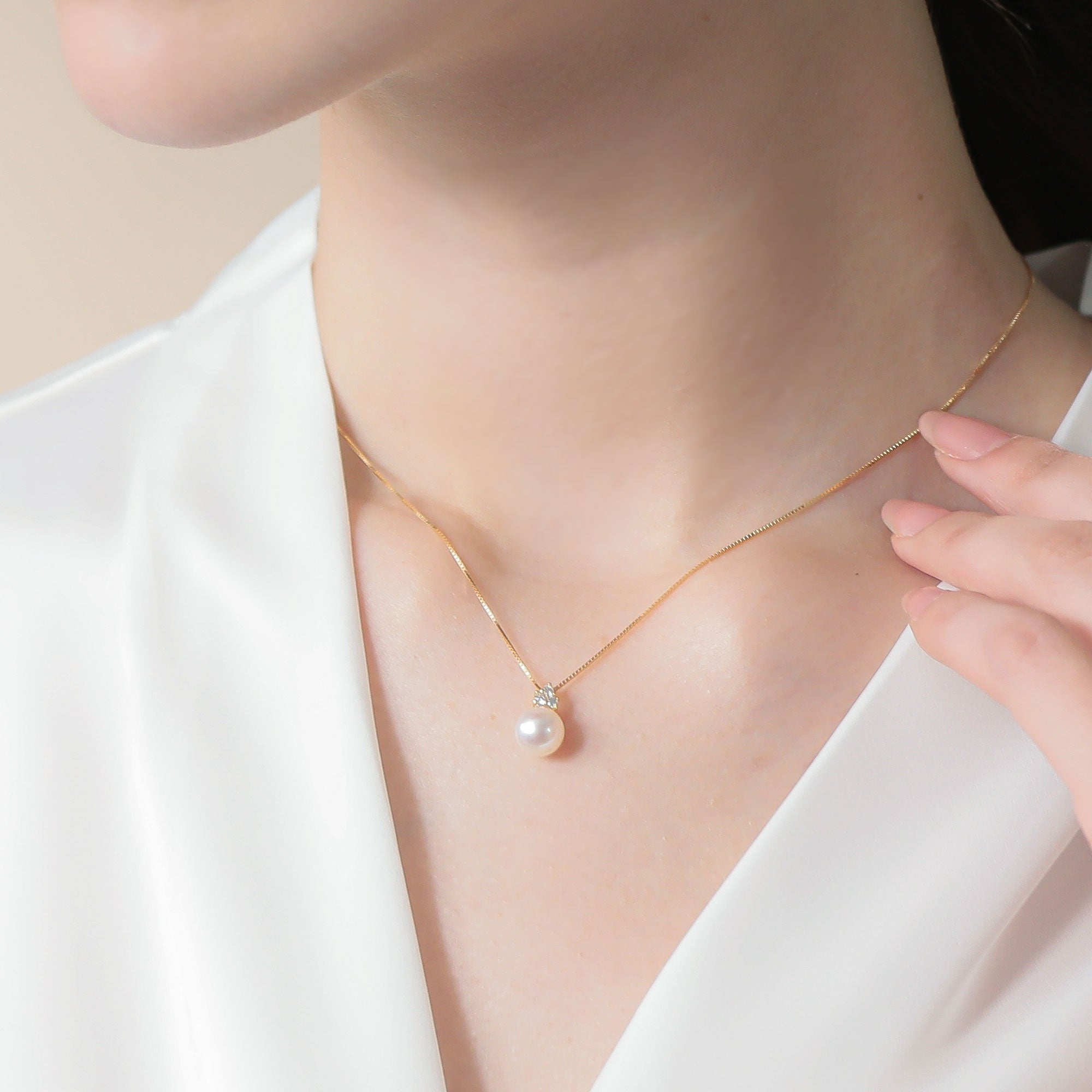 HANADAMA Akoya Pearl Pendant 7.5-8.0mm K18YG -Premium-