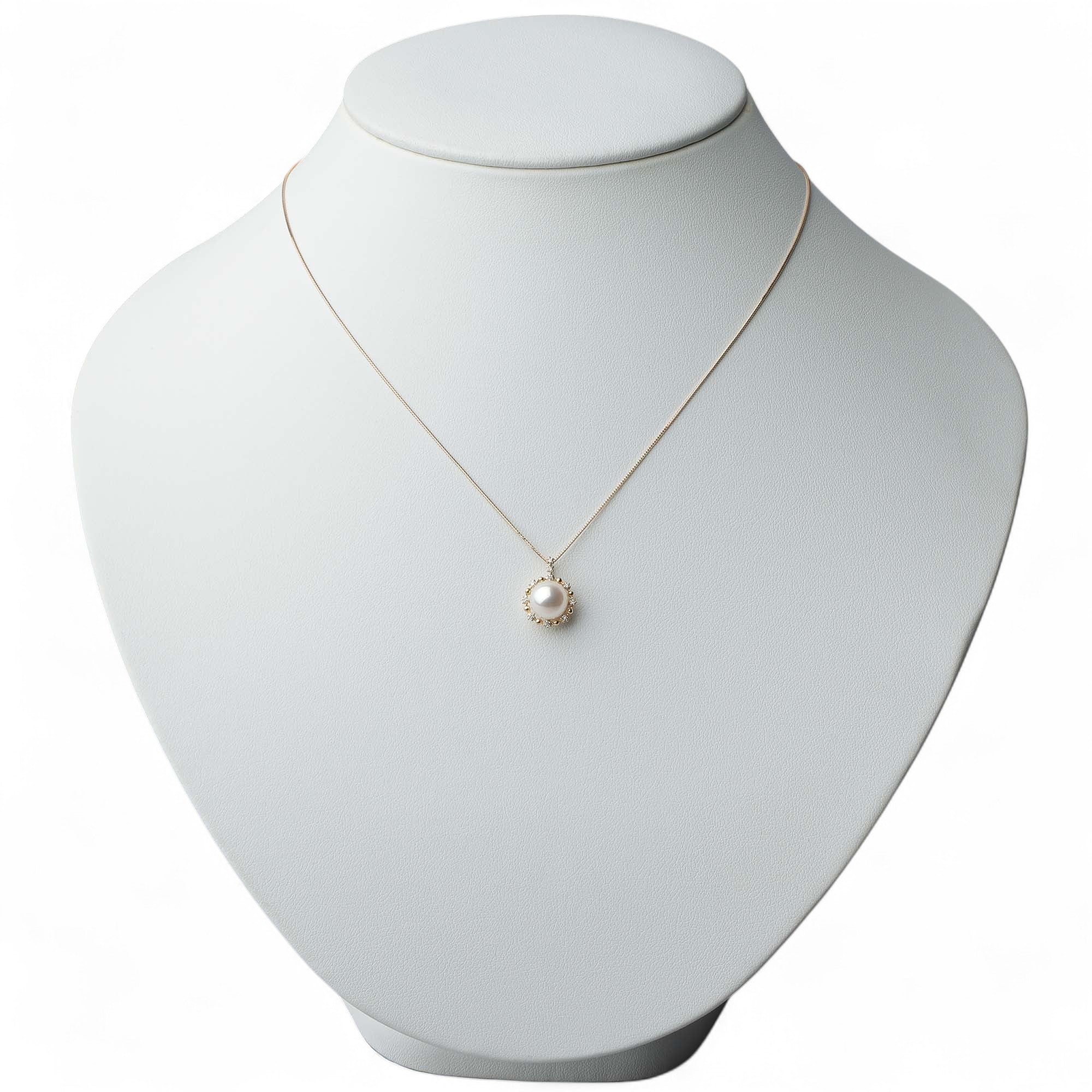 HANADAMA Akoya Pearl Pendant Top 7.5-8.0mm K18YG Halo Setting -Premium-