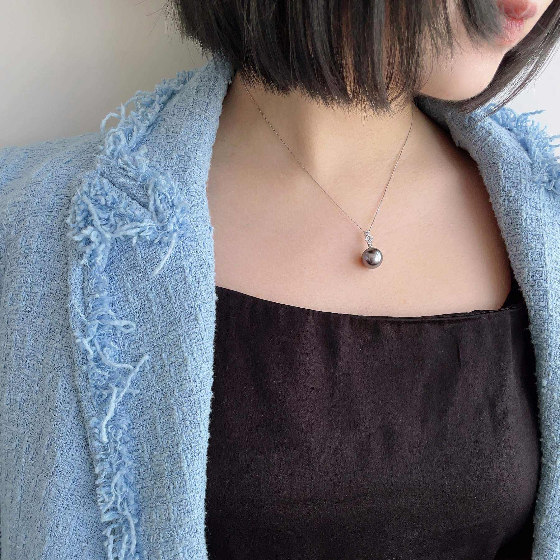 Tahitian+ Tahitian Black Pearl Pendant Top 11mmUP K18WG