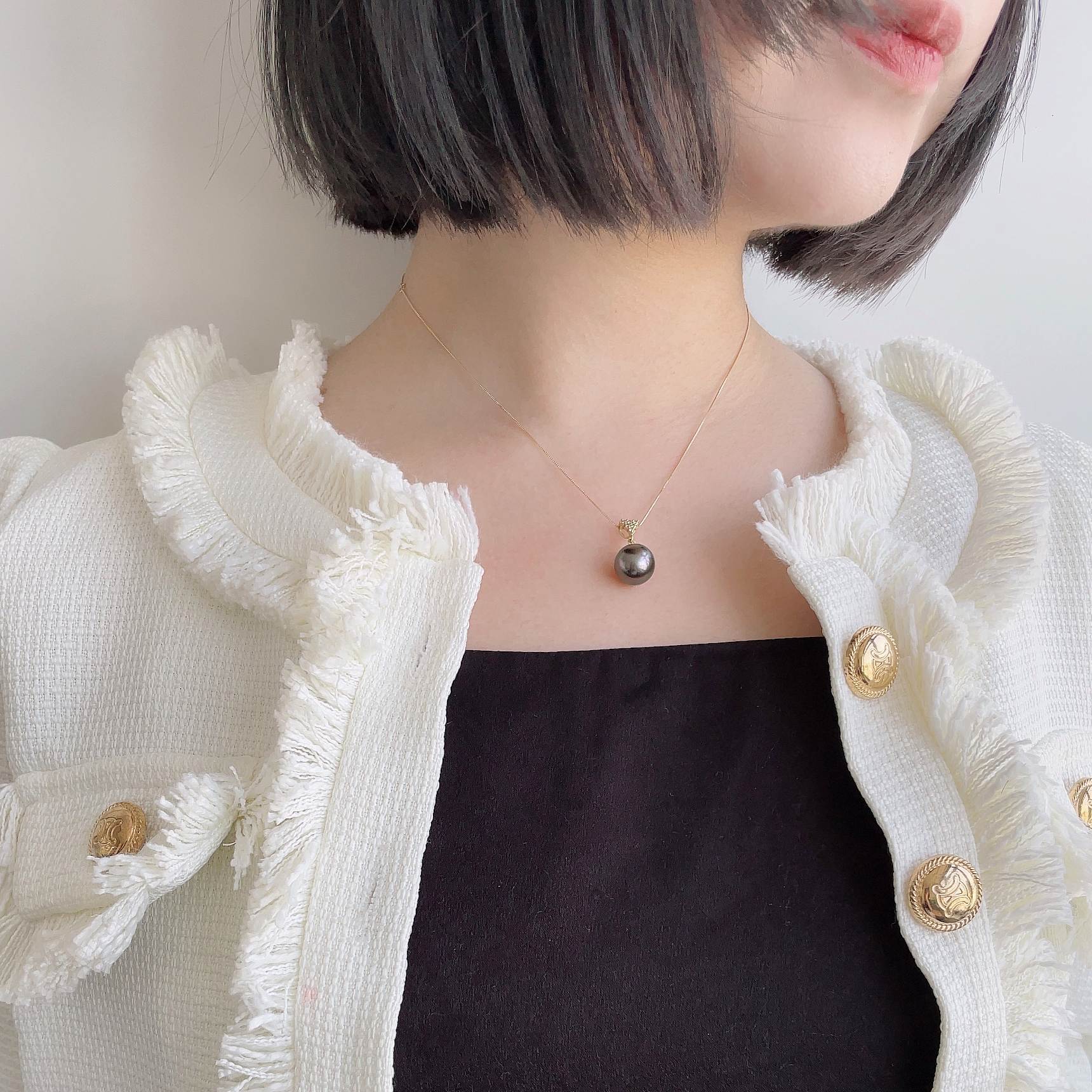 Tahitian+ Tahitian Black Pearl Pendant Top 11mmUP K18YG