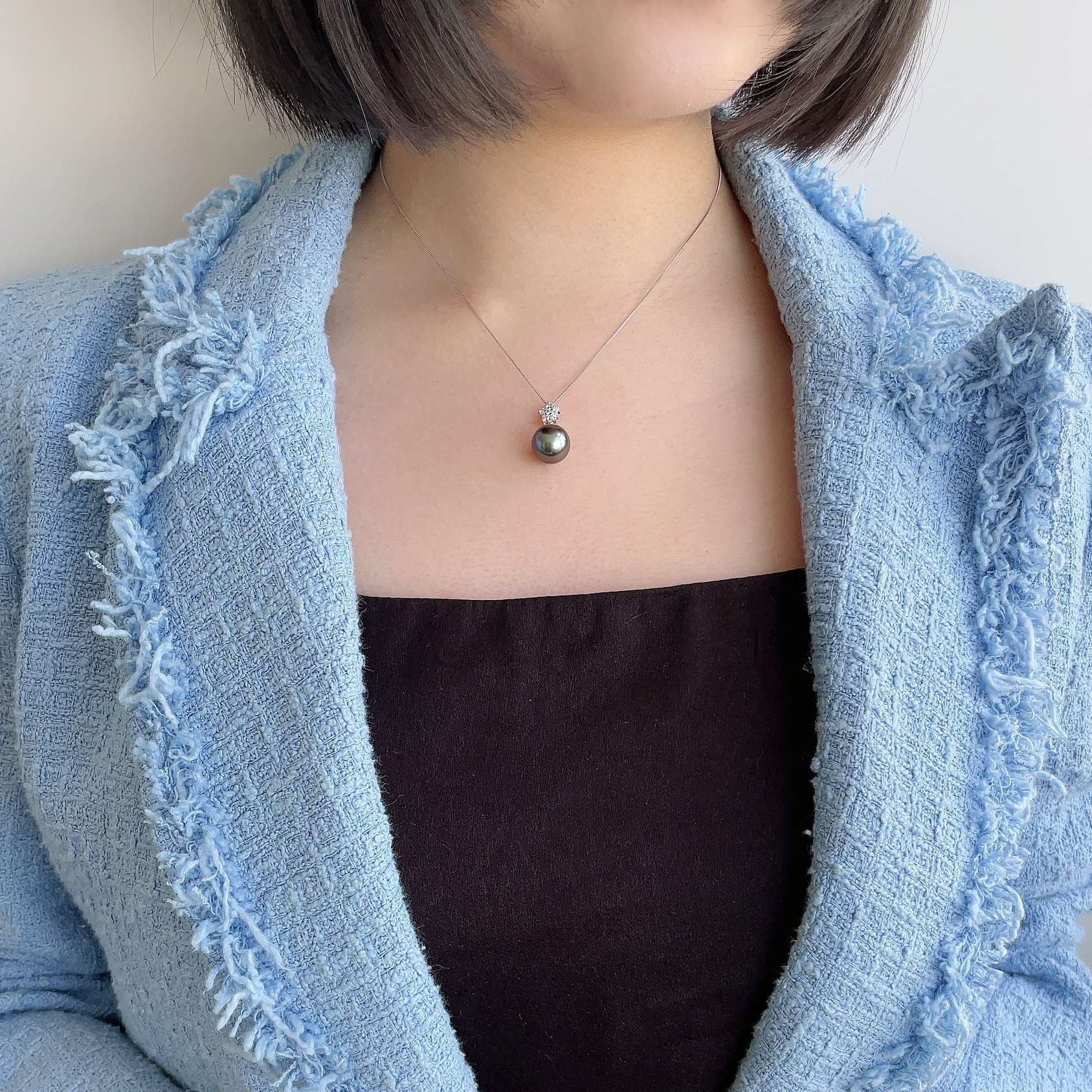 Tahitian+ Tahitian Black Pearl Pendant Top 11mmUP K18WG