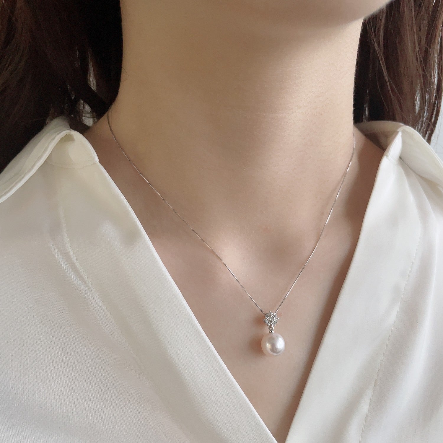 LUXE Akoya Pearl Pendant Top 9.0-9.5mm K18WG