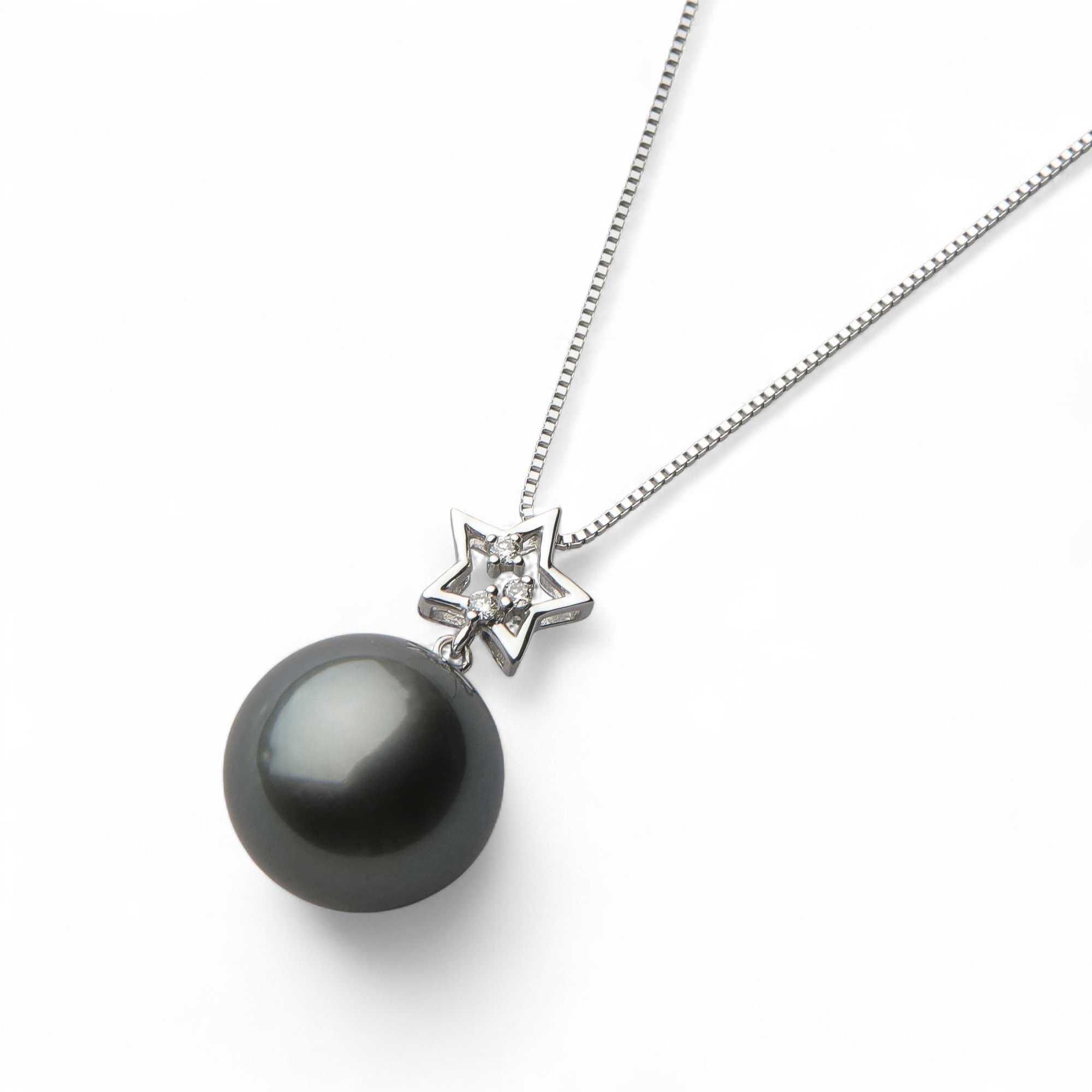 Tahitian+ Tahitian Black Pearl Pendant 11mmUP K18WG Star