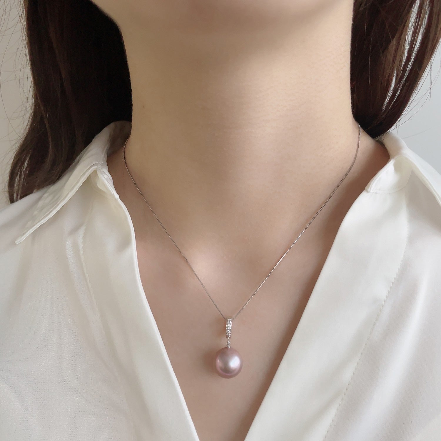 Mauvette Freshwater Pearl Clicker / Pendant Top 12mmUP K18WG