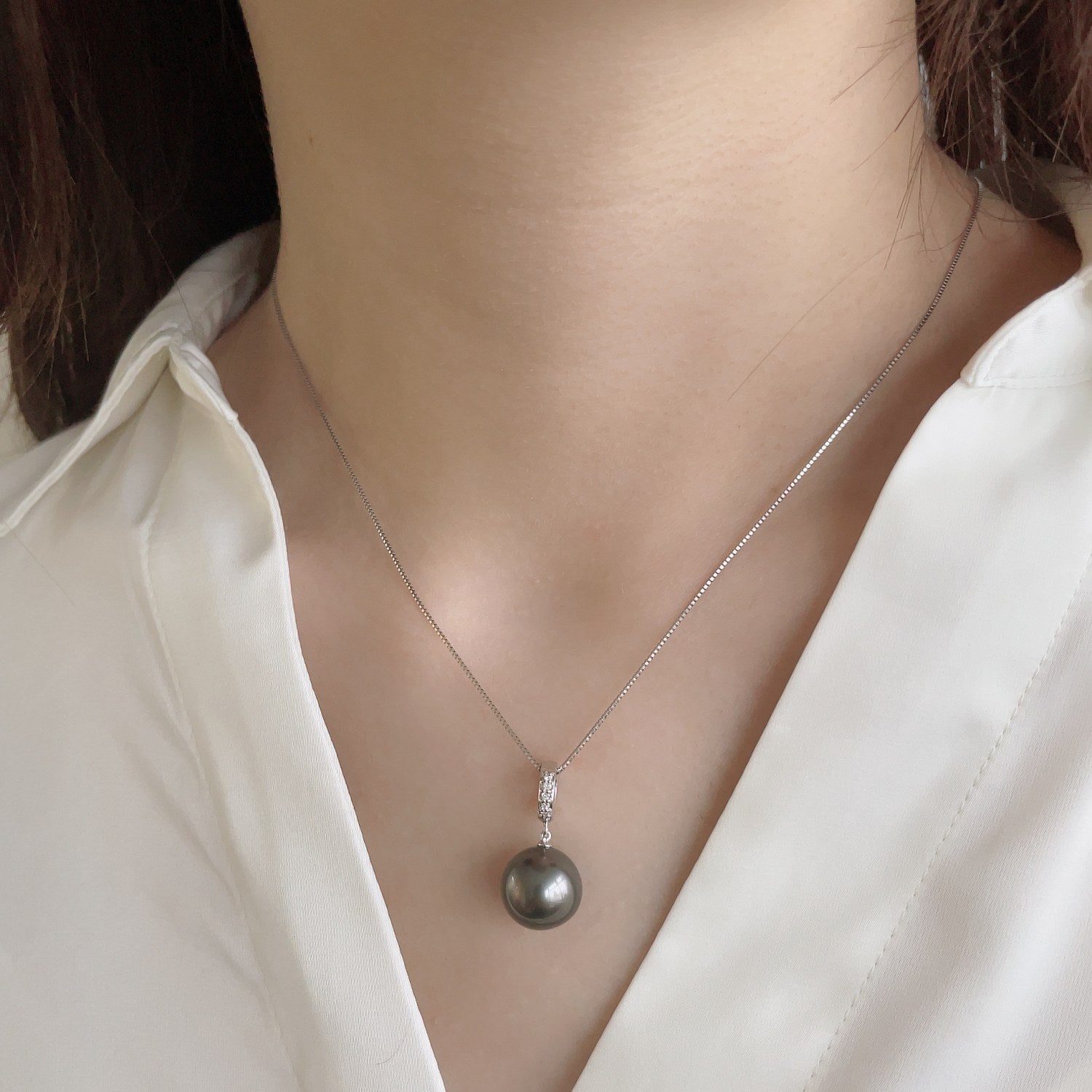 Tahitian+ Tahitian Black Pearl Clicker/Pendant Top 12mmUP K18WG