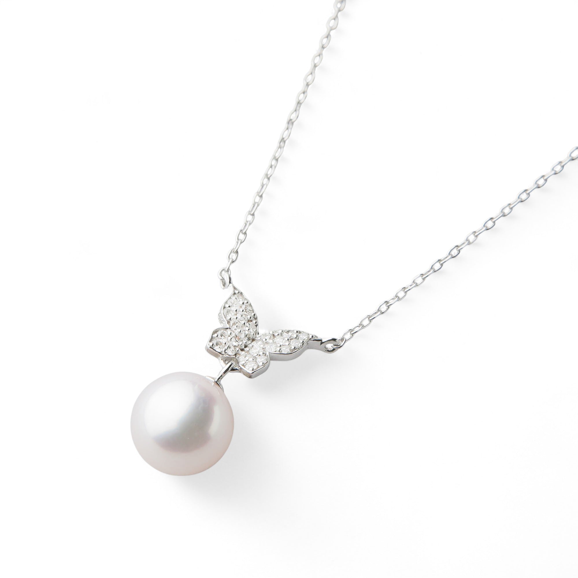 petit amie Akoya Pearl Butterfly Pendant 7.5-8.0mm K18WG