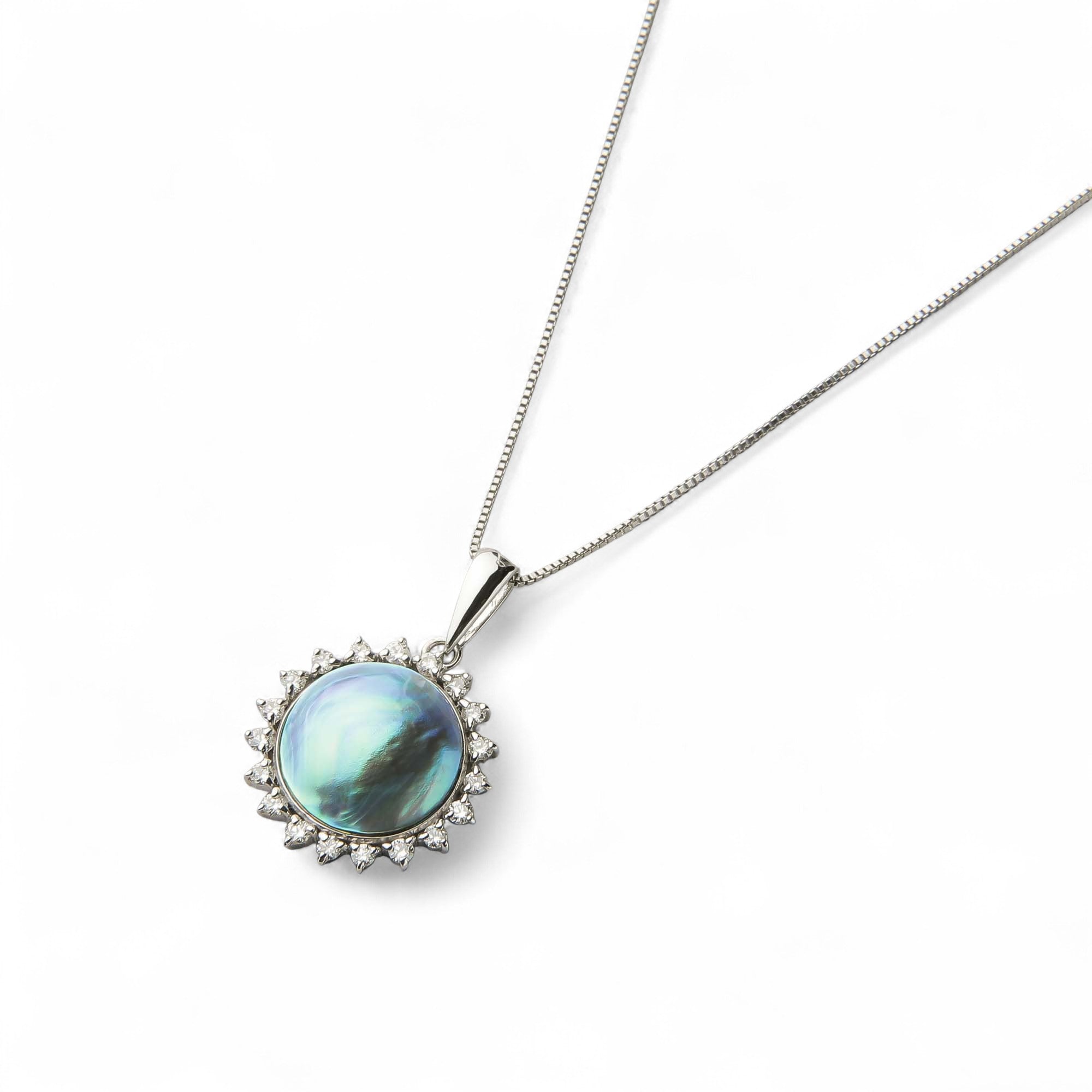 Abalone Pearl Pendant Top 10mmUP K18YG RhP