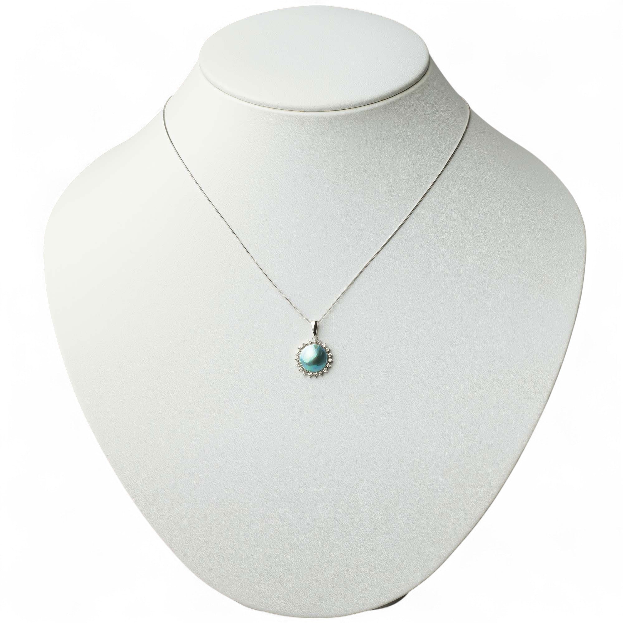 Abalone Pearl Pendant Top 10mmUP K18YG RhP