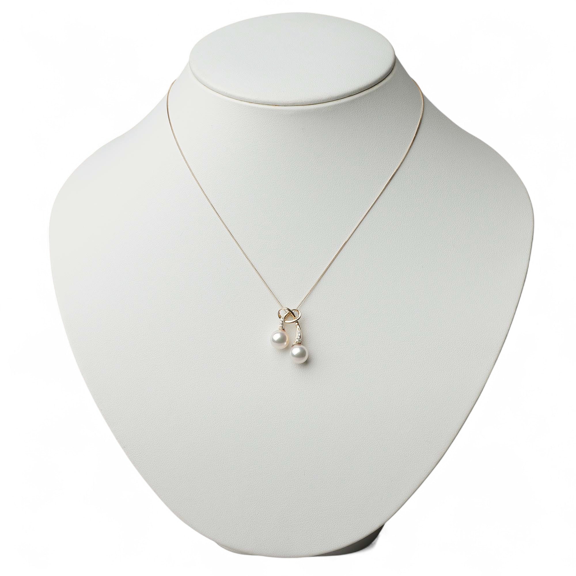 LUXE Akoya Pearl Ribbon Pendant Top 7.5-8.0mm K18 Yellow Gold