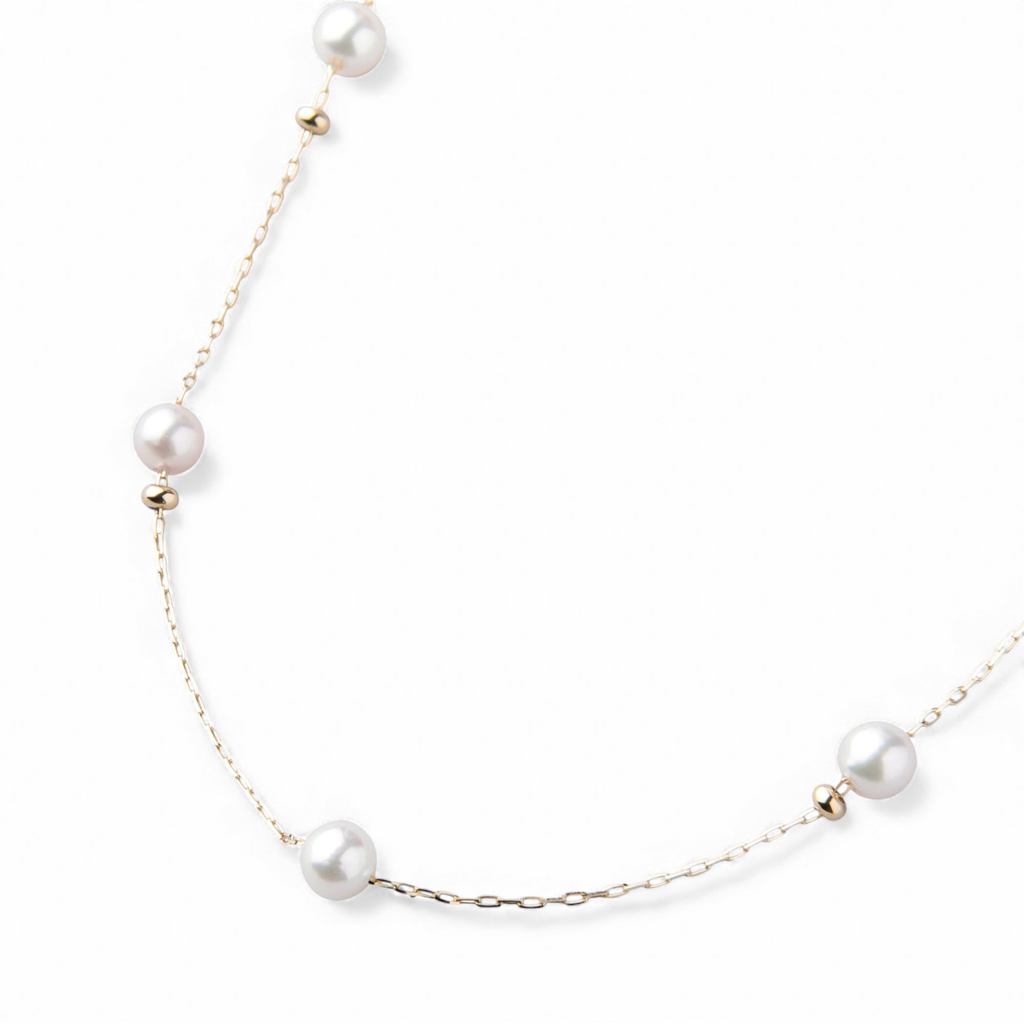 enSTYLE Akoya珍珠串珠项链,3.5–4.0毫米,K18YG材质,带滑动球。