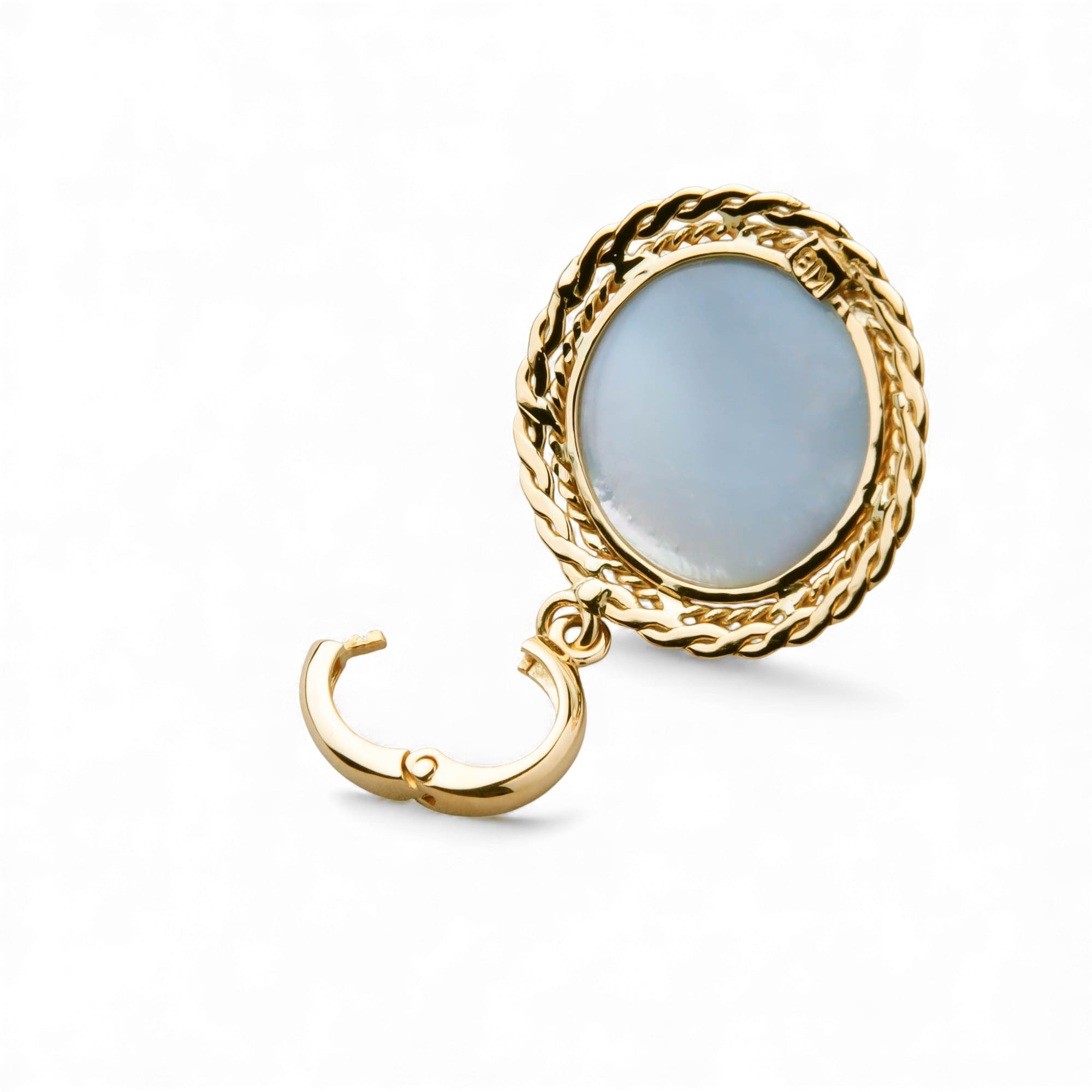 Mabe 珍珠按扣/吊墜頂 15mm K18YG 極光藍