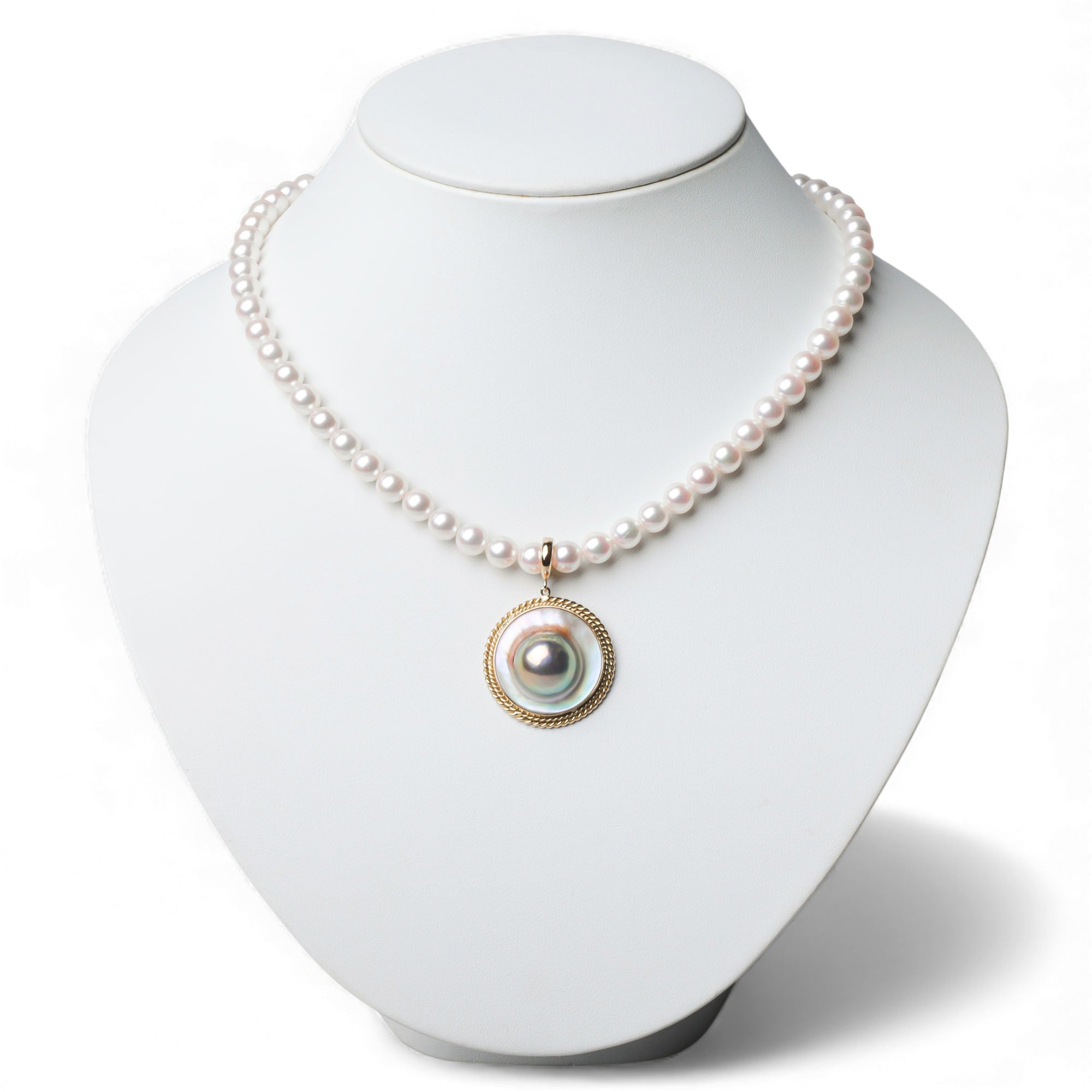 馬貝珍珠(附珍珠層貝殼)按扣/吊墜頂 22mm+ K18YG