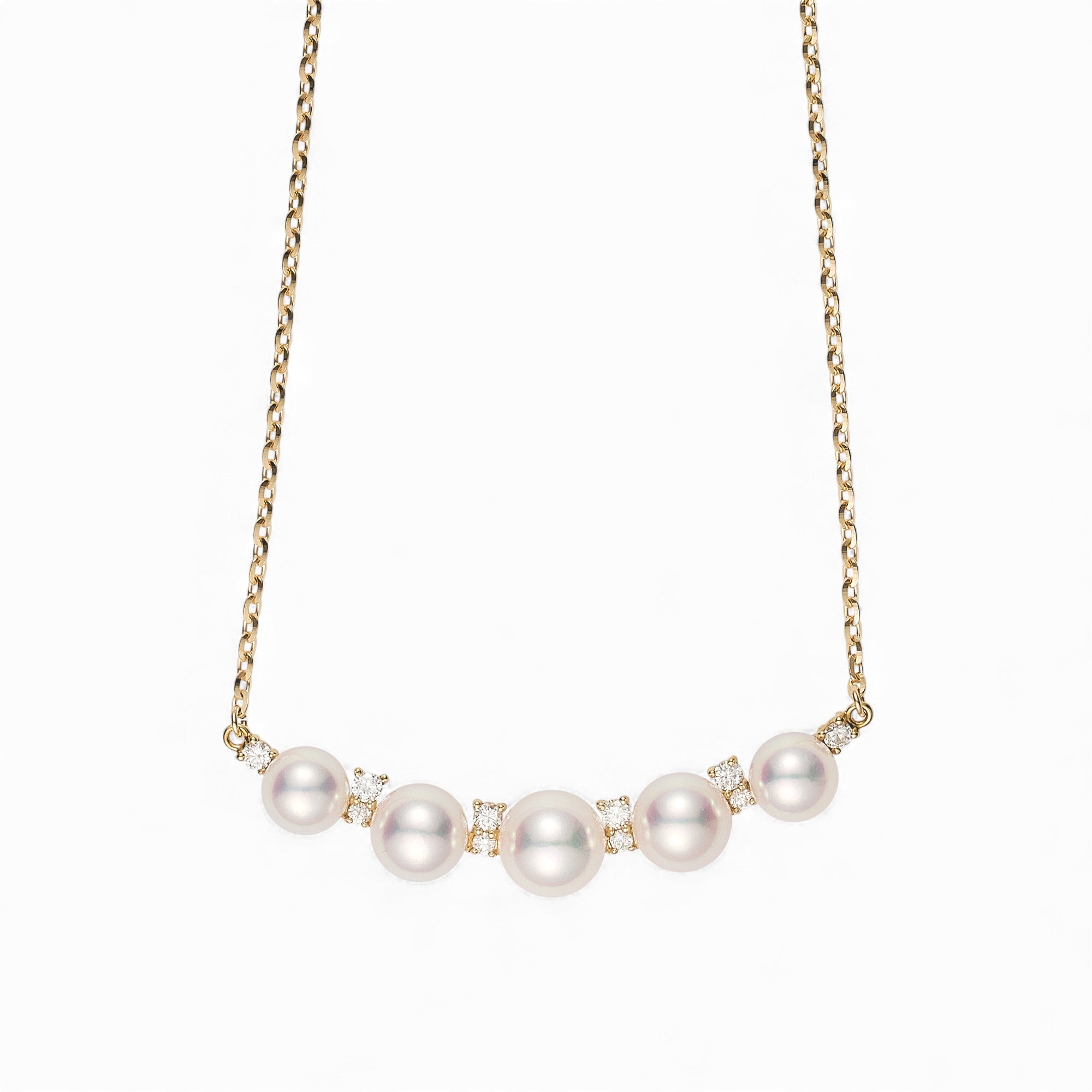 5-Pearl Gradient Diamond Pendant K18YG