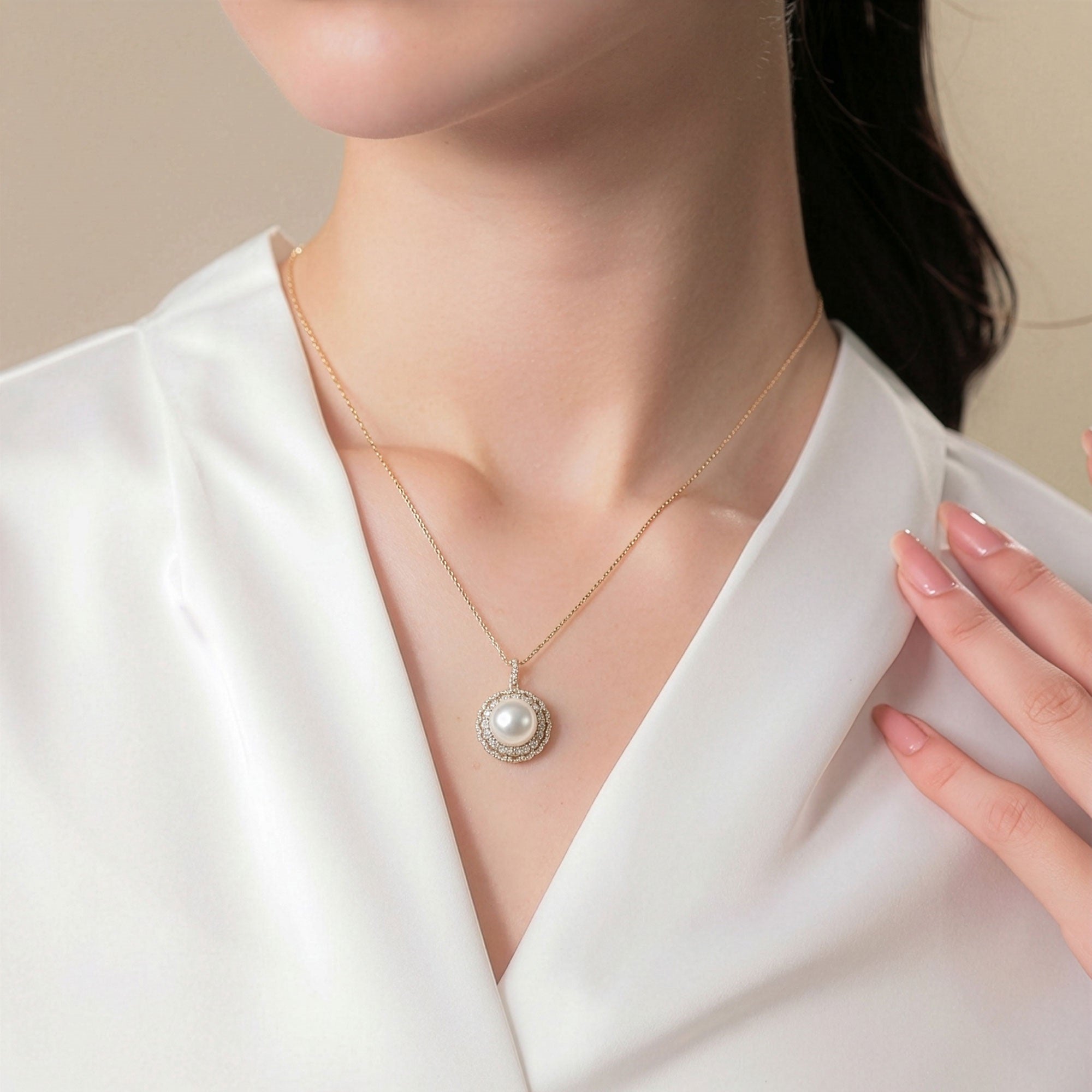 南洋白珍珠吊墜,12mmUP K18YG,附Aurora Phoenix認證