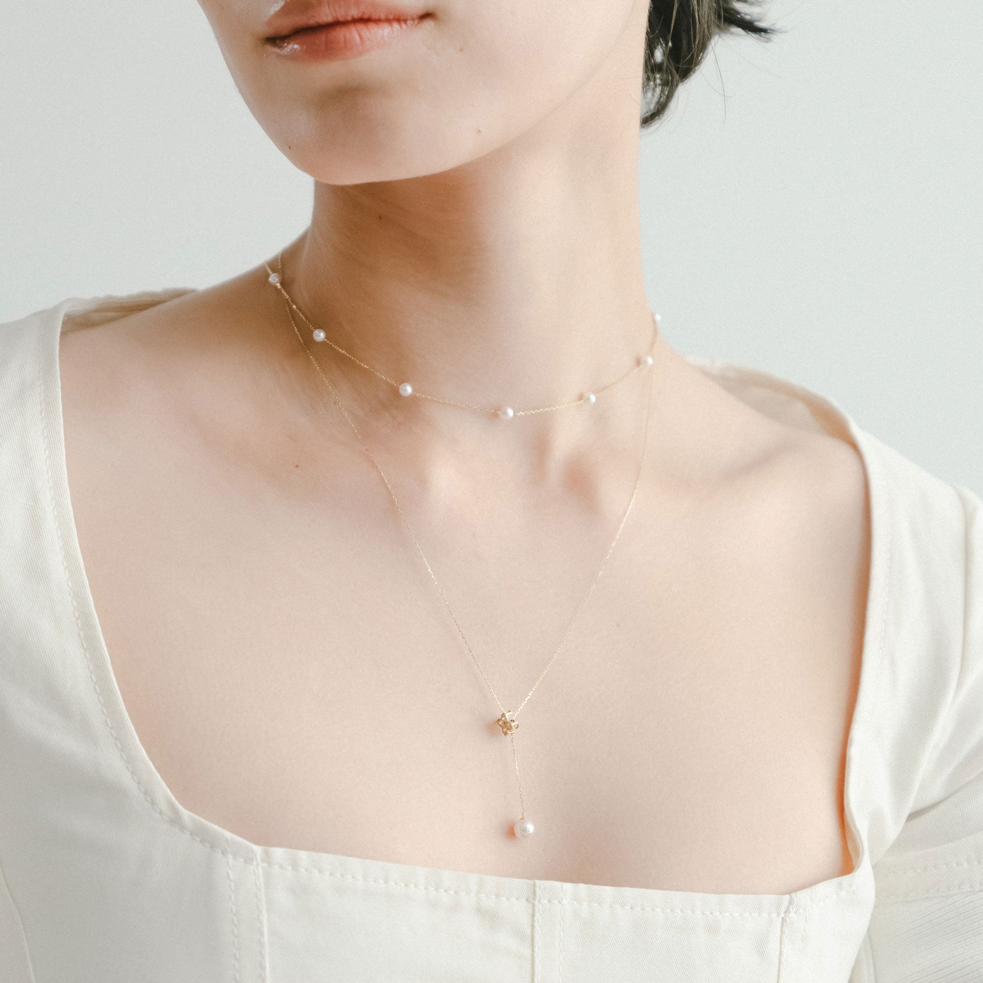 Carina Akoya Pearl Pendant 5.5-6.0mm K18YG Y-Shape/Adjustable