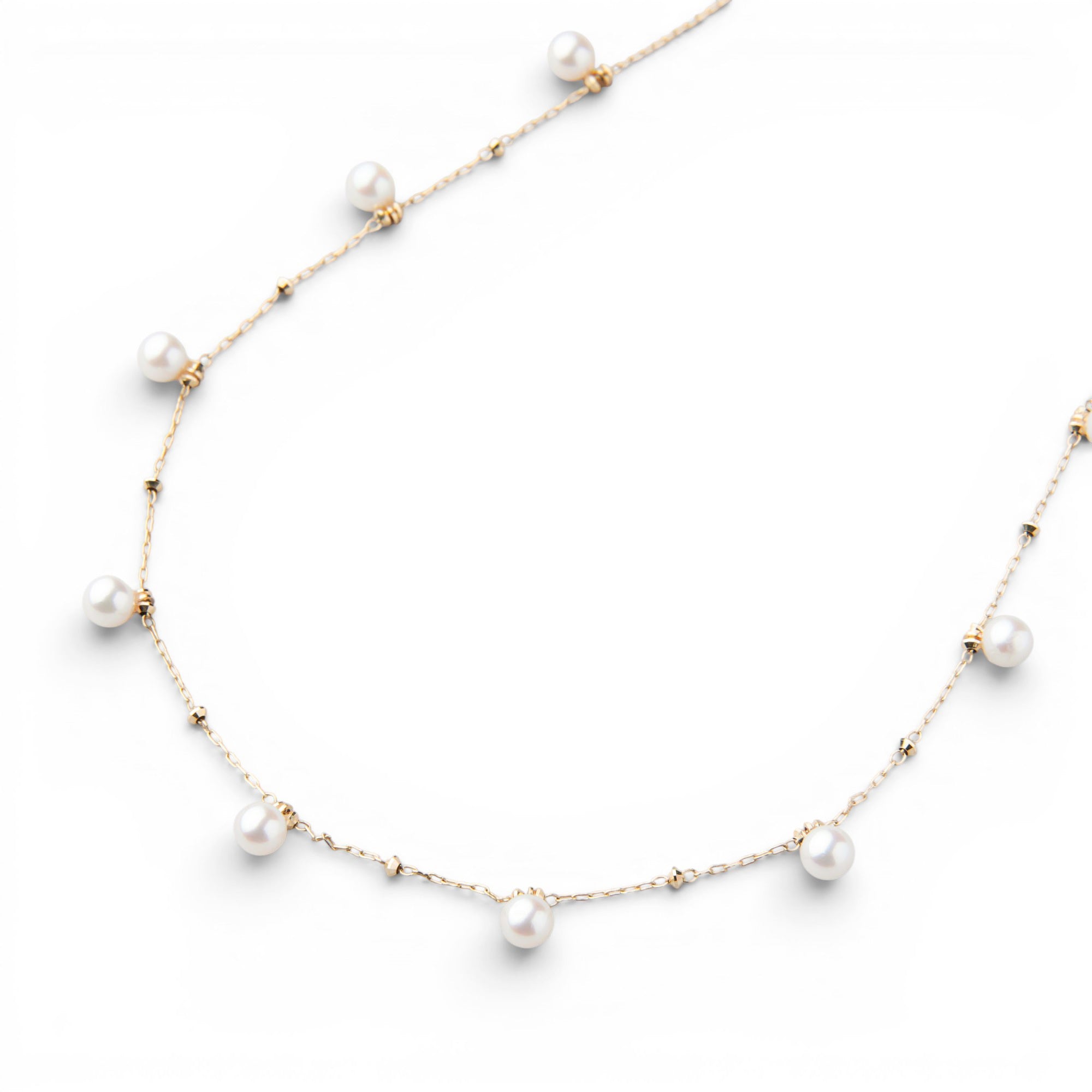 Akoya Pearl Station Necklace 3.5-4.0mm K18YG