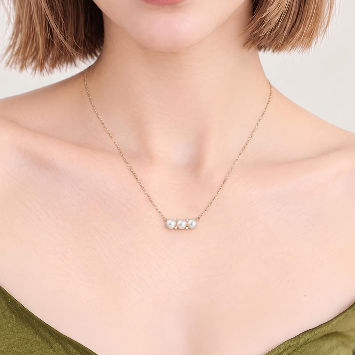 Carina Akoya Pearl 3-Pearl Pendant 4.5-5.0mm K18YG