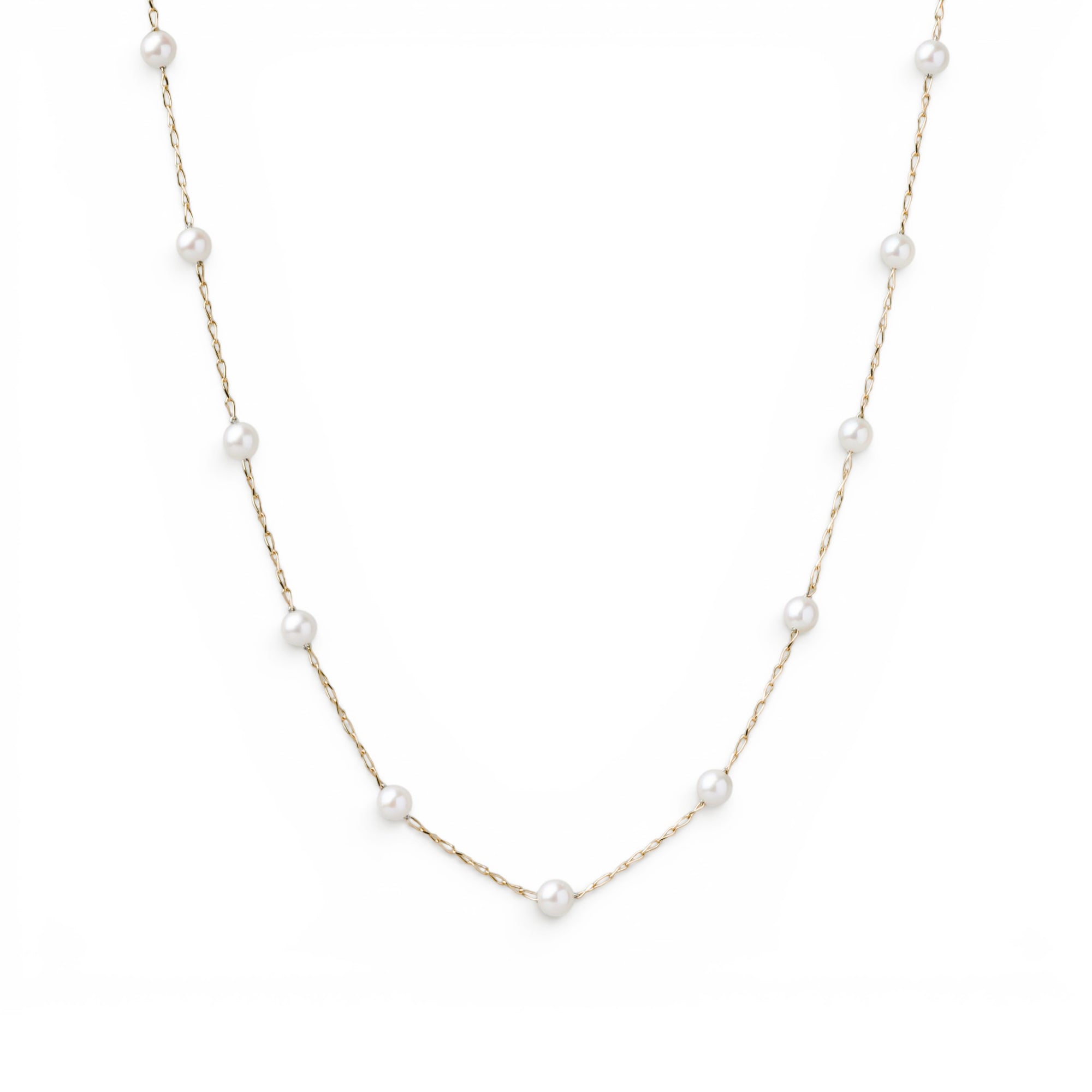Akoya Pearl Station Necklace 3.5-4.0mm K18YG