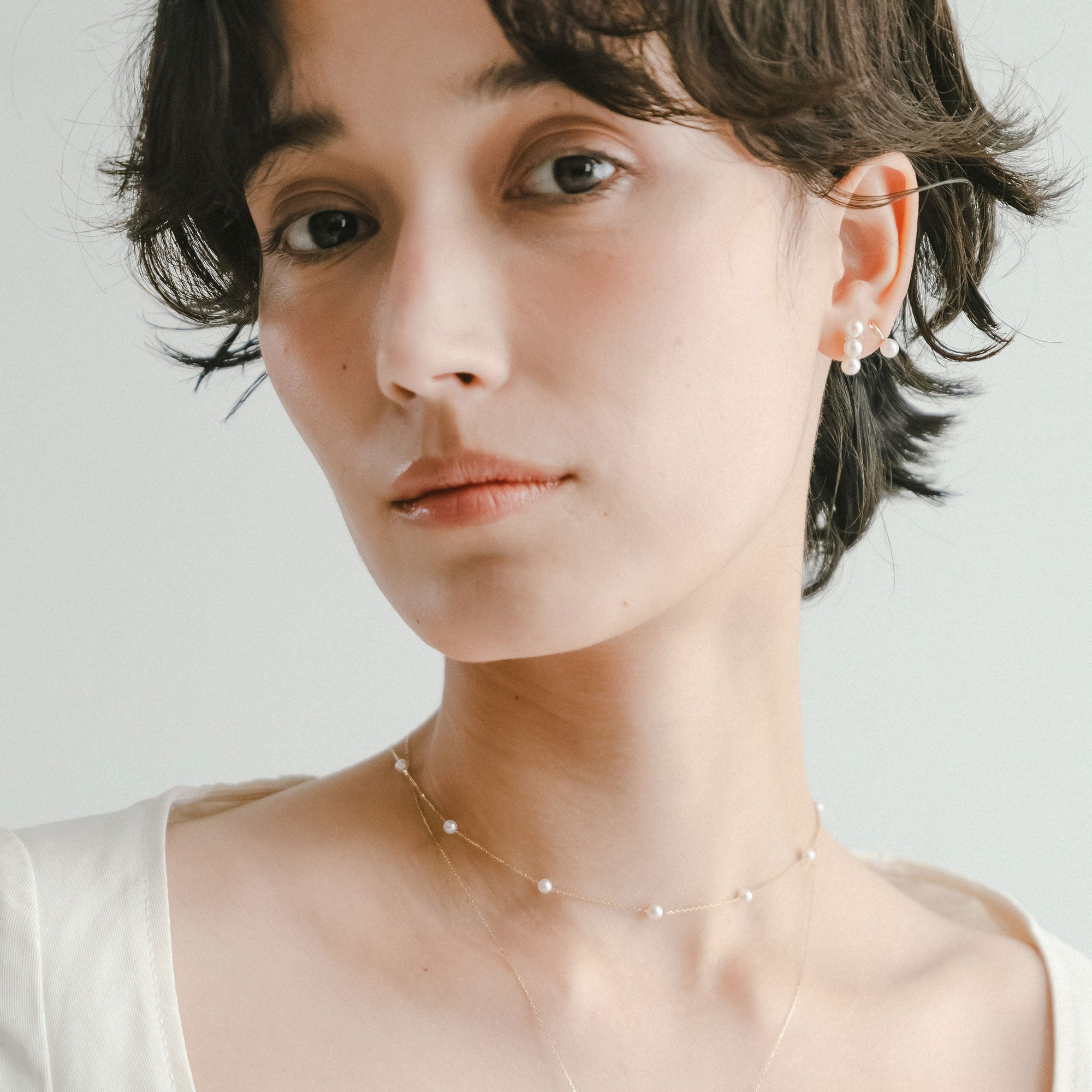 Akoya Pearl Station Necklace 3.5-4.0mm K18YG