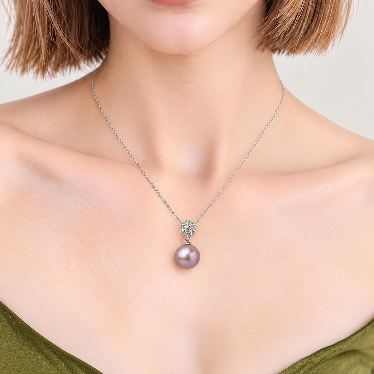 Mauvette Freshwater Pearl Pendant Top 12mmUP K18WG