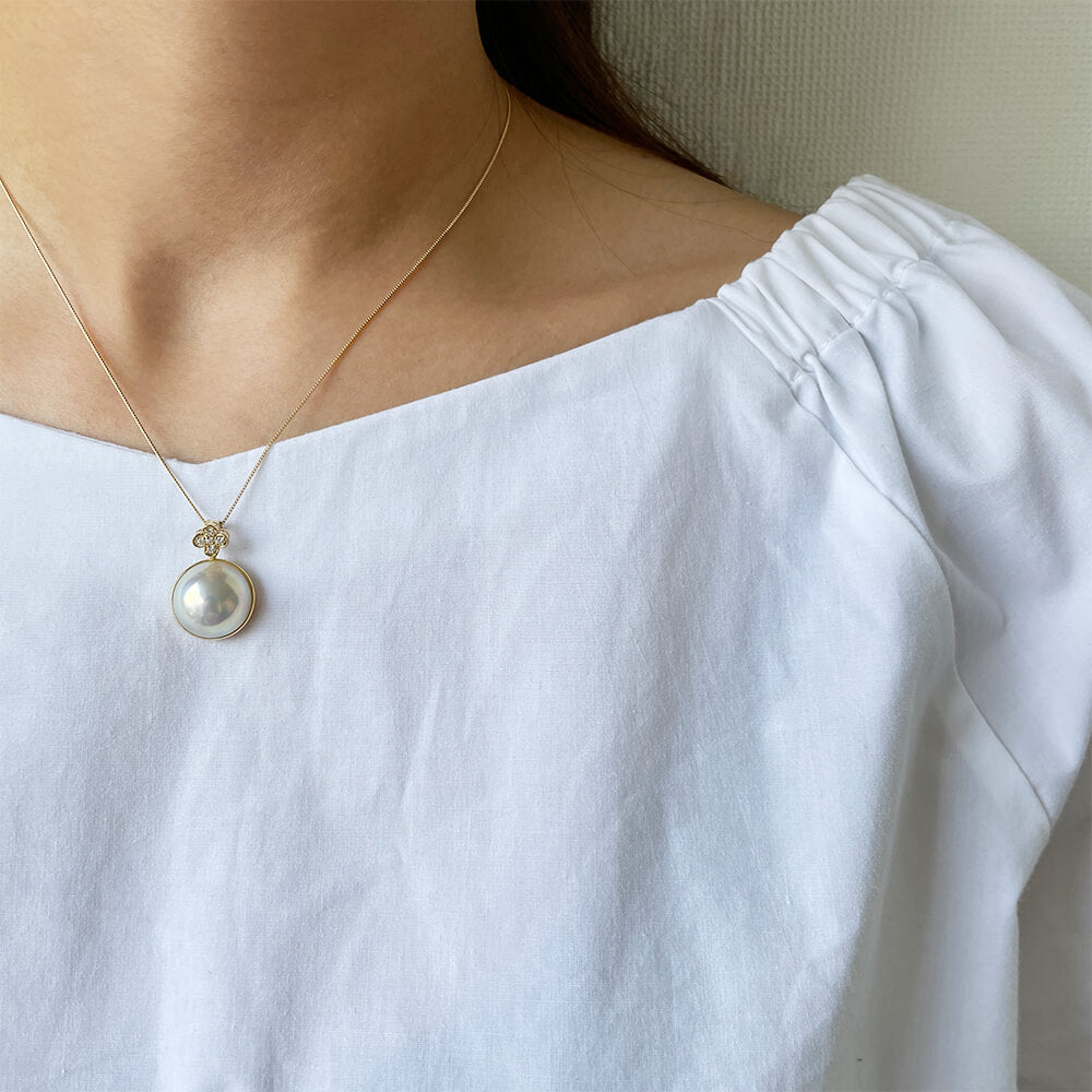 Mabe Pearl Pendant Top 14mm UP K18YG