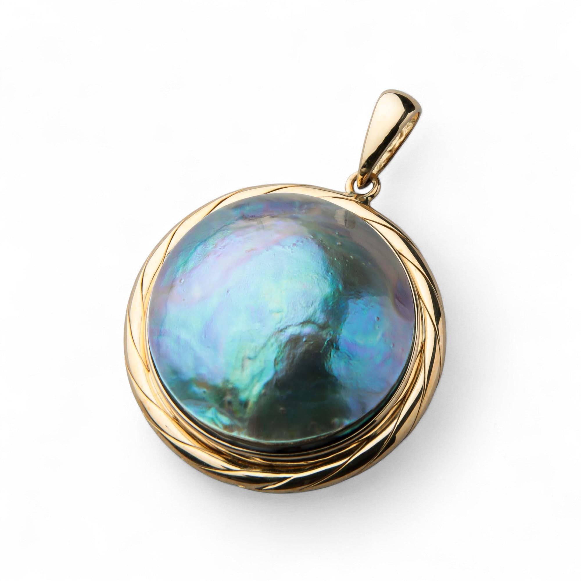 Abalone Pearl Pendant Top 16mm UP K18YG