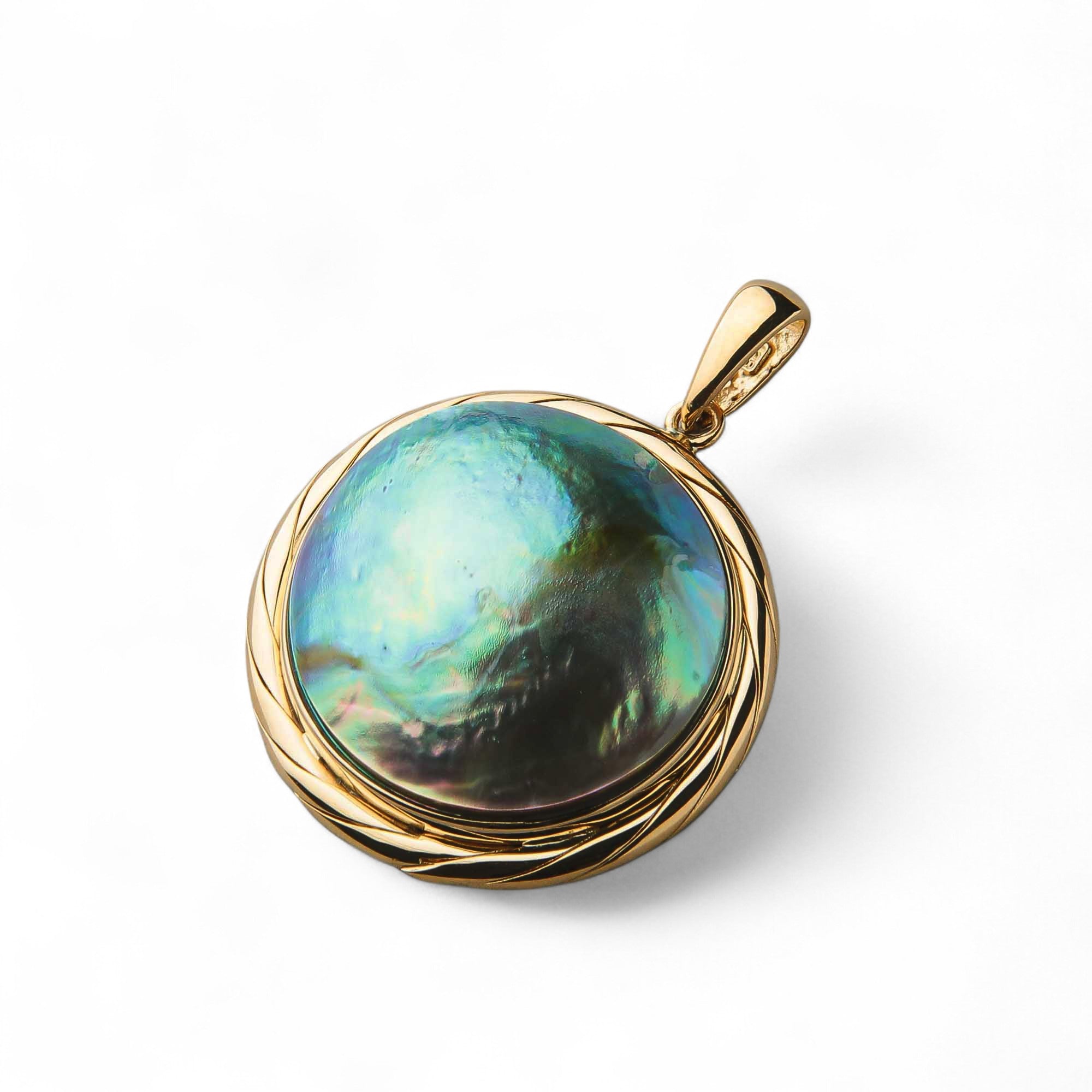 Abalone Pearl Pendant Top 16mm UP K18YG