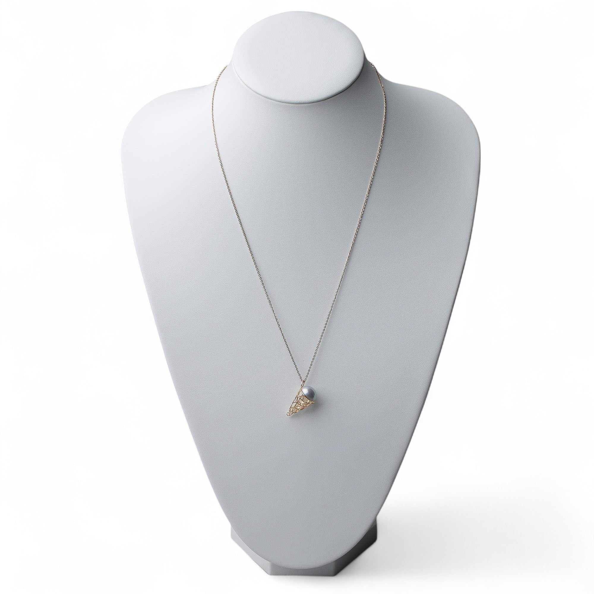 Mabe Pearl Pendant Top K18YG Blue Ice Cream Design